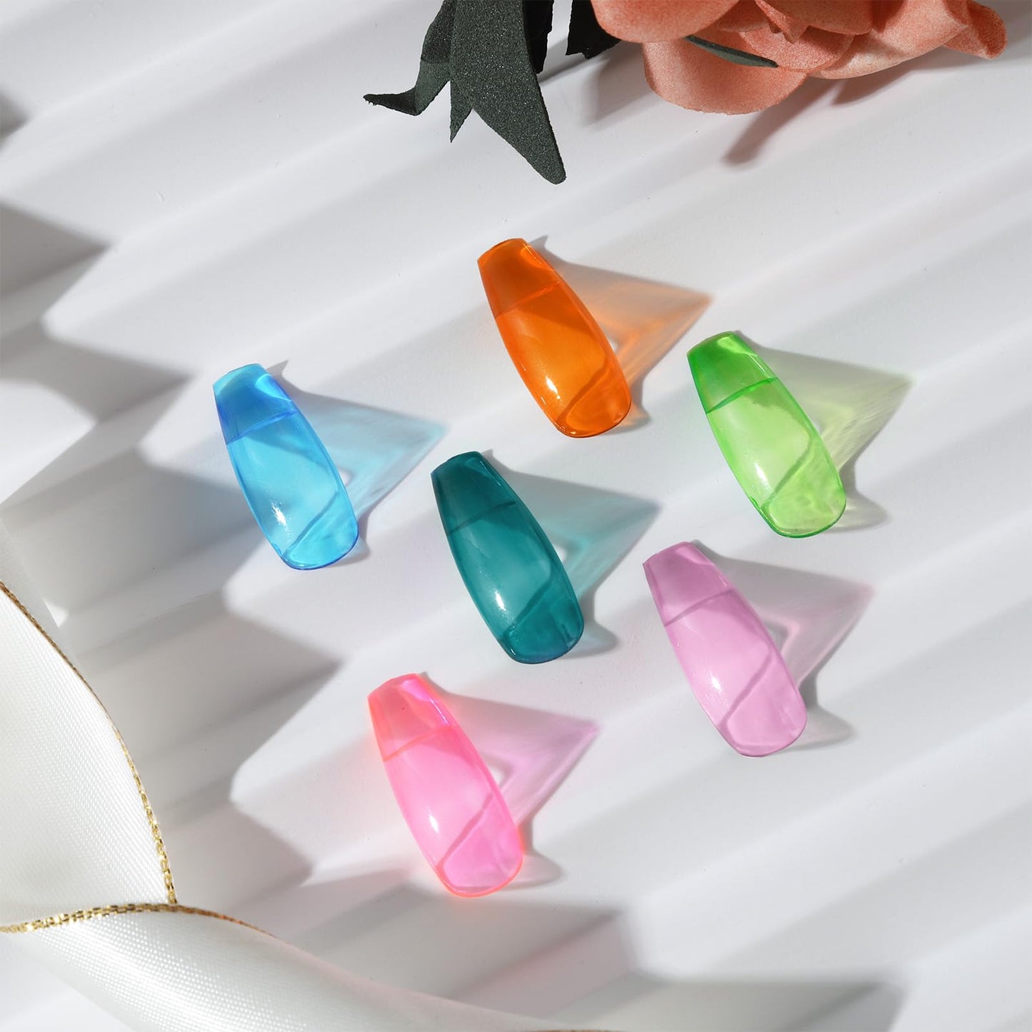 Artdone Transparent Gel Nail Polish Jelly Set - UV Gel 6 Colors Neon Orange Blue Green Pink, Neutral, Soak Off LED Lamp Gel Manicure Kit For Nail Art