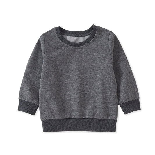 PATPAT Boys Long Sleeve Shirts Grey Sweatshirt Toddler Boys Clothes Baby Boy Winter Clothes Orange Shirt Boys Toddler Clothes For Boys Crewneck Sweatshirts Dark Grey 12-18 Months