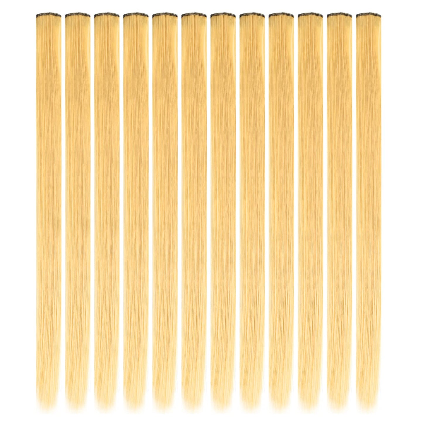 YaFex 12 Pcs Clip in Hair Extensions, 22 Inch Colored Hair Extensions Party Highlights Long Straight Synthetic Hairpieces for Women Kids Girls (Off White)