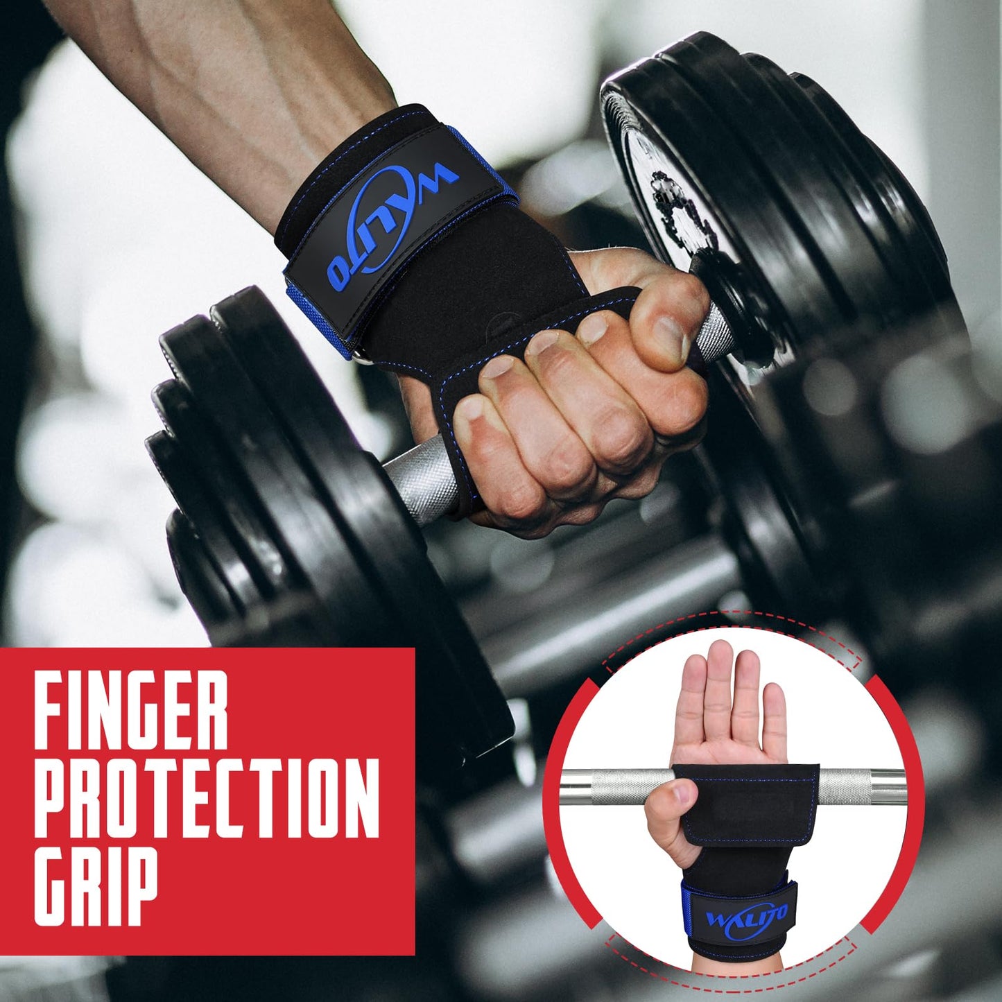 Walito Wrist Straps for Weightlifting - Double Layer Leather Lifting Straps for Gym Deadlift and Powerlifting, with Adjustable Neoprene Padded Wrist Wraps for Men/Women Weight Lifting