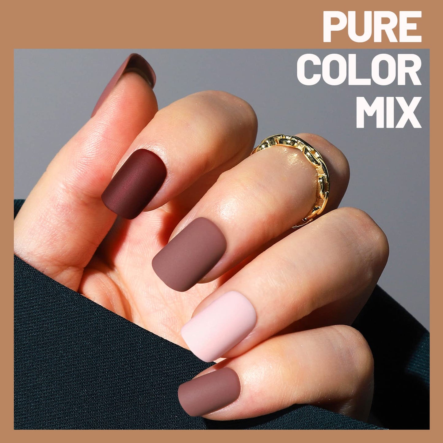 Teenitor Short Press on Nails,288Pcs Matte Acrylic Short Square Fake Nails Full Cover, Glitter Press On False Nails Glue on Nails Short