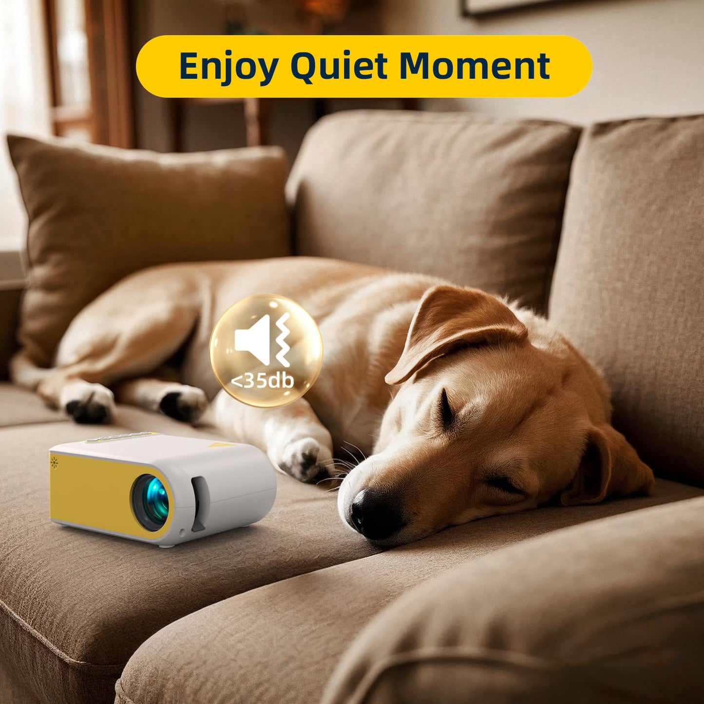 KSAN Mini Projector, Projector with WiFi and Bluetooth, Portable Movie Projector for Outdoor use, Built-in Speaker, 1080P Support Small Bedroom Video Projectors Compatible with Phone /TV Stick /PC