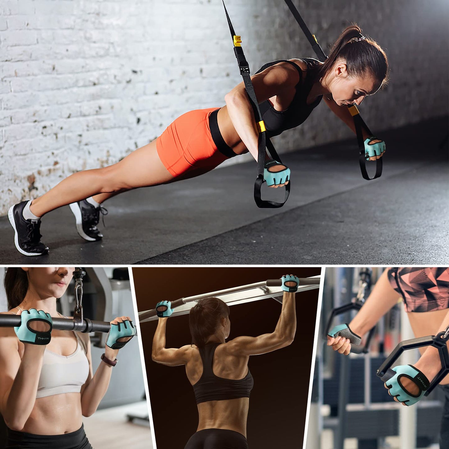 RYMNT Minimal Weight Lifting Gloves,Short Micro Workout Gloves Grip Pads with Full Palm Protection & Extra Grip for Men Women Weightlifting,Gym,Exercise Training.Aqua-Small