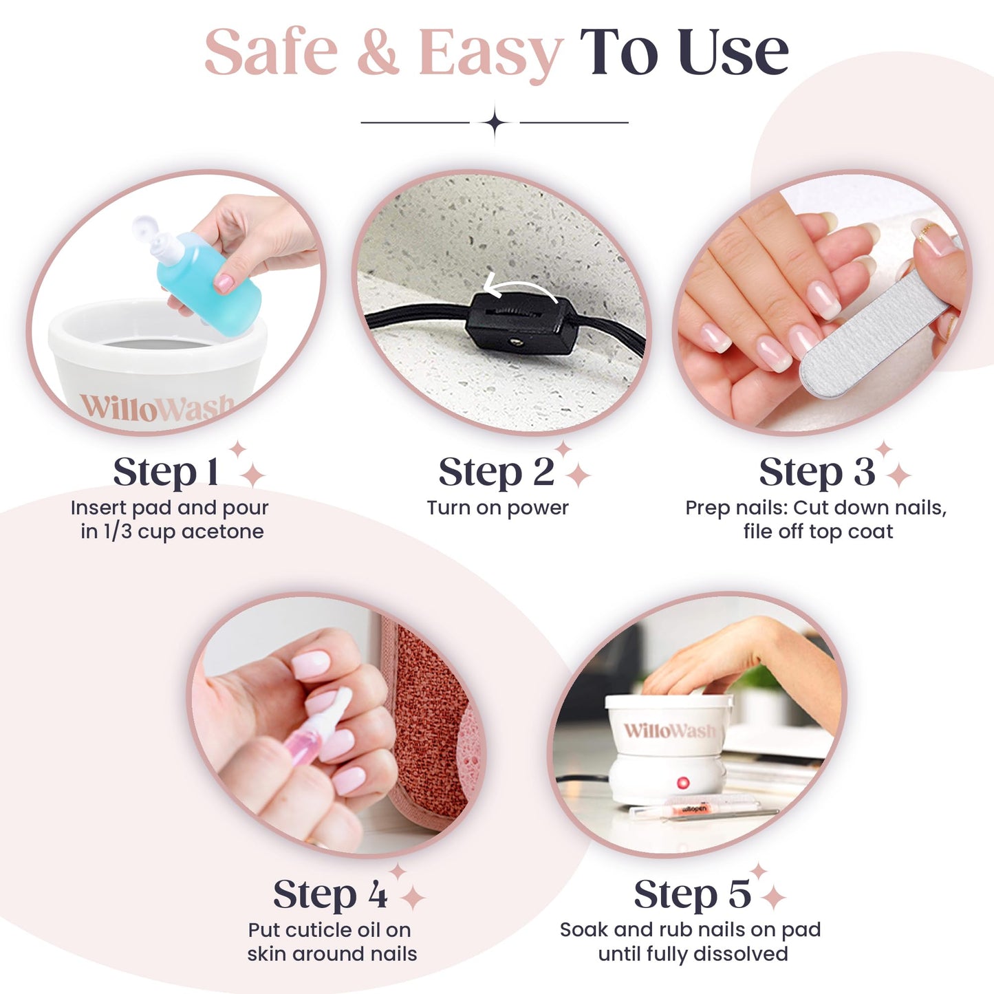 Willowash Electric Nail Soaking Bowl, Acetone-Proof Acrylic Remover Kit, Dip Powder Remover for Home Use, Heats for 50% Faster Removal