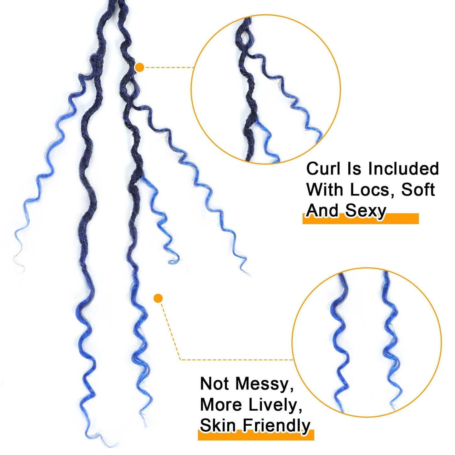 14 Inch 8 Packs Goddess Locs Crochet Hair Ombre Faux Locs Crochet Hair for Women Pre Looped Boho River Locs Crochet Hair with Curly Ends Synthetic (#TBlue)