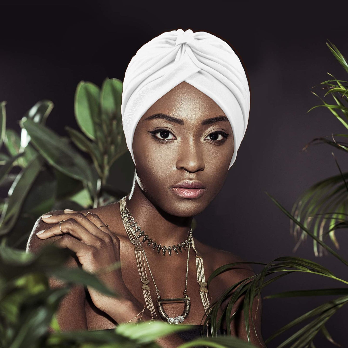 Syhood 4 Pieces Turbans for Women Head Wraps for Women Beanie Headwraps,4 Colors(Black, White, Rose Red, Light Purple)