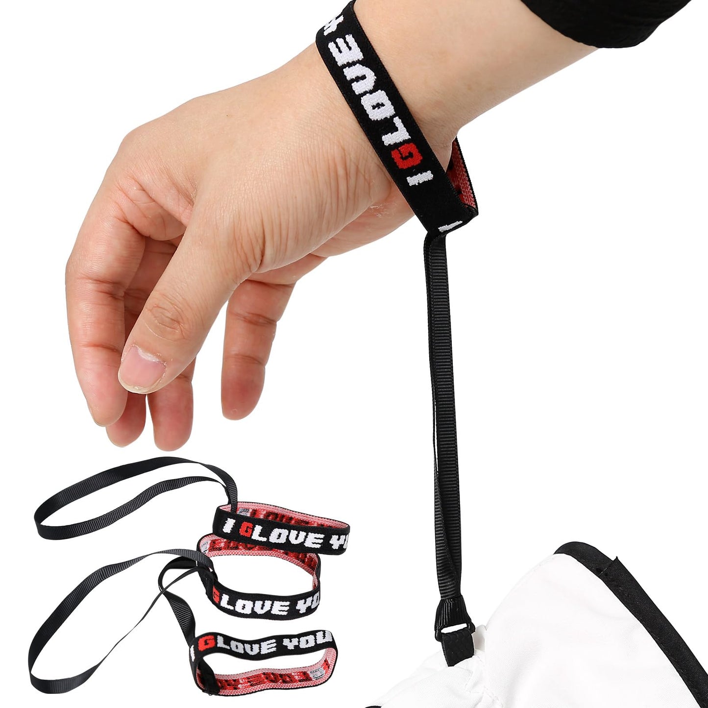 XMJY Upgraded Glove Leash, 2 Pairs Narrow Wrist Leash for Gloves, Comforty Glove Tether for Adults, Winter Ski Glove Leash Wrist Strap Mitten Leash, Men‘ Size 8-11