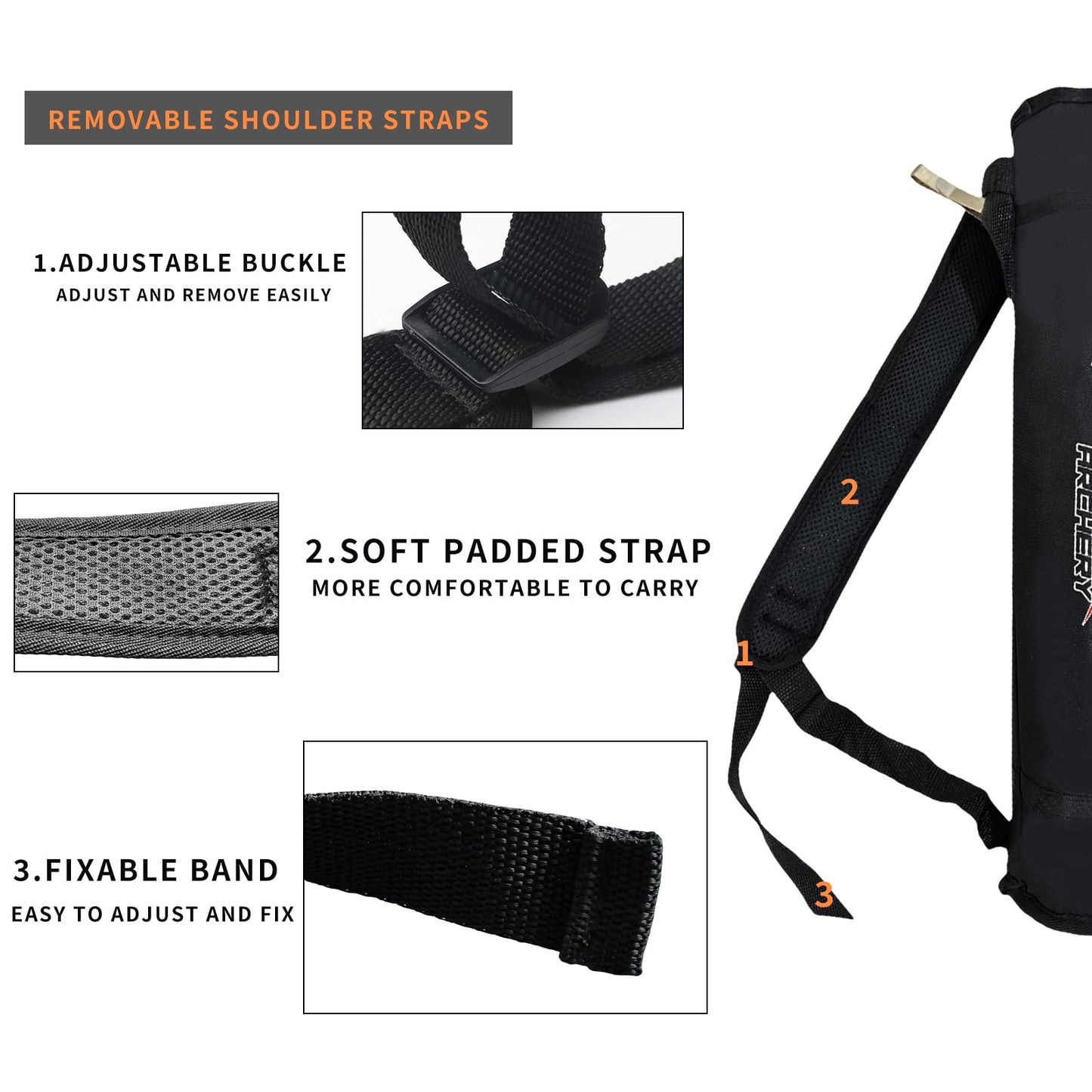 Arrow Quiver, Archery Lightweight Back Arrow Quiver Dual Use Foldable Compact Hip Arrows Bag for Recurve Bow Compound Target Practice Nylon Arrow Bag（Black）