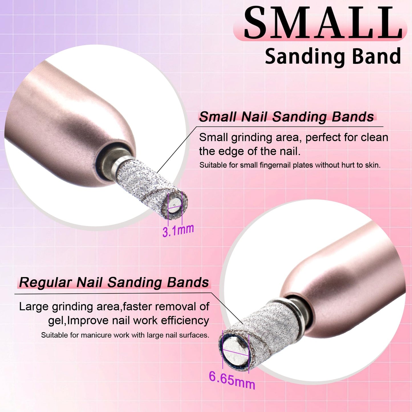 180 Grit Mini Sanding Bands for Nail Drill, 200 Pcs Small Sanding Bands for Nail with 2 Pcs Mandrel Bits, 3.1 MM Nail Sanding Bands for Acrylic Nails Gel Removing Shaping, Manicures and Pedicure