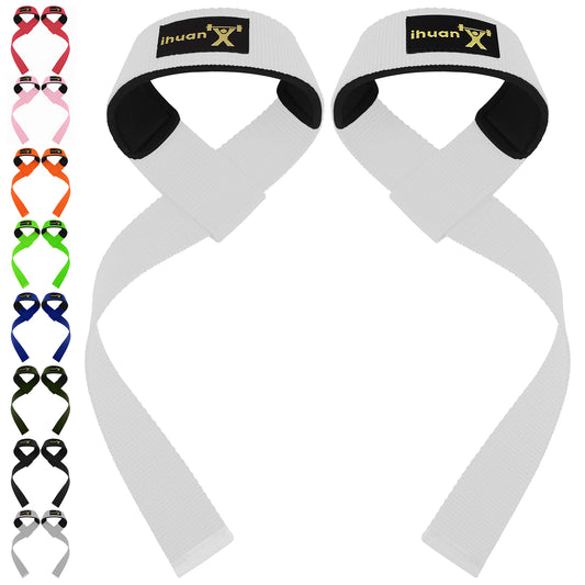 ihuan Lifting Straps for Weightlifting - Wrist Straps for Weightlifting | Gym Wrist Wraps with Extra Hand Grips Support for Strength Training | Bodybuilding | Deadlifting
