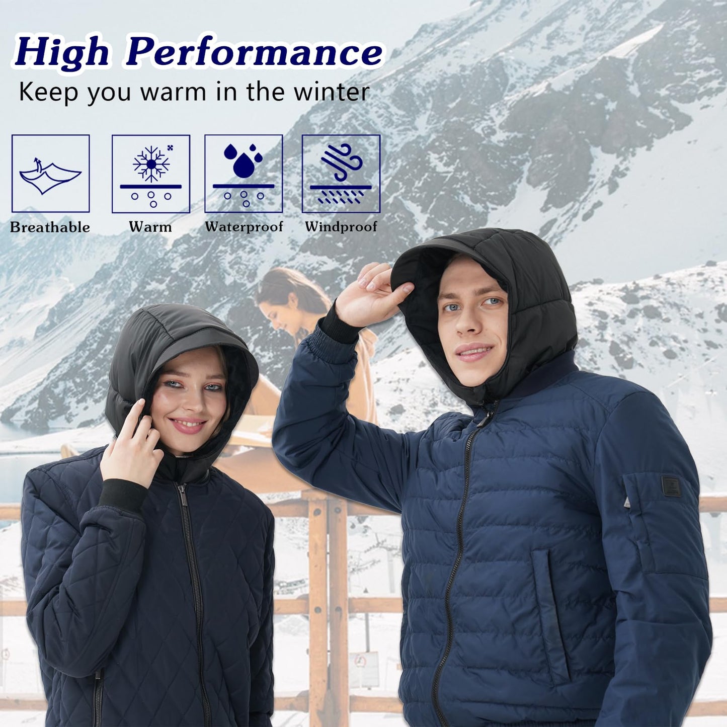 KERHAND Windproof & Waterproof Winter Hats For Men & Women,Winter Sleeveless Hoodie Siamese Vest Snow Hats,Suitable For Outdoor Sports Mountaineering/Skiing (WEAR IT AND WON'T LOSE IT