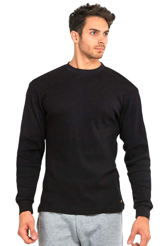 Men's Classic Waffle-Knit Medium Weight Thermal Top (XL, Black)