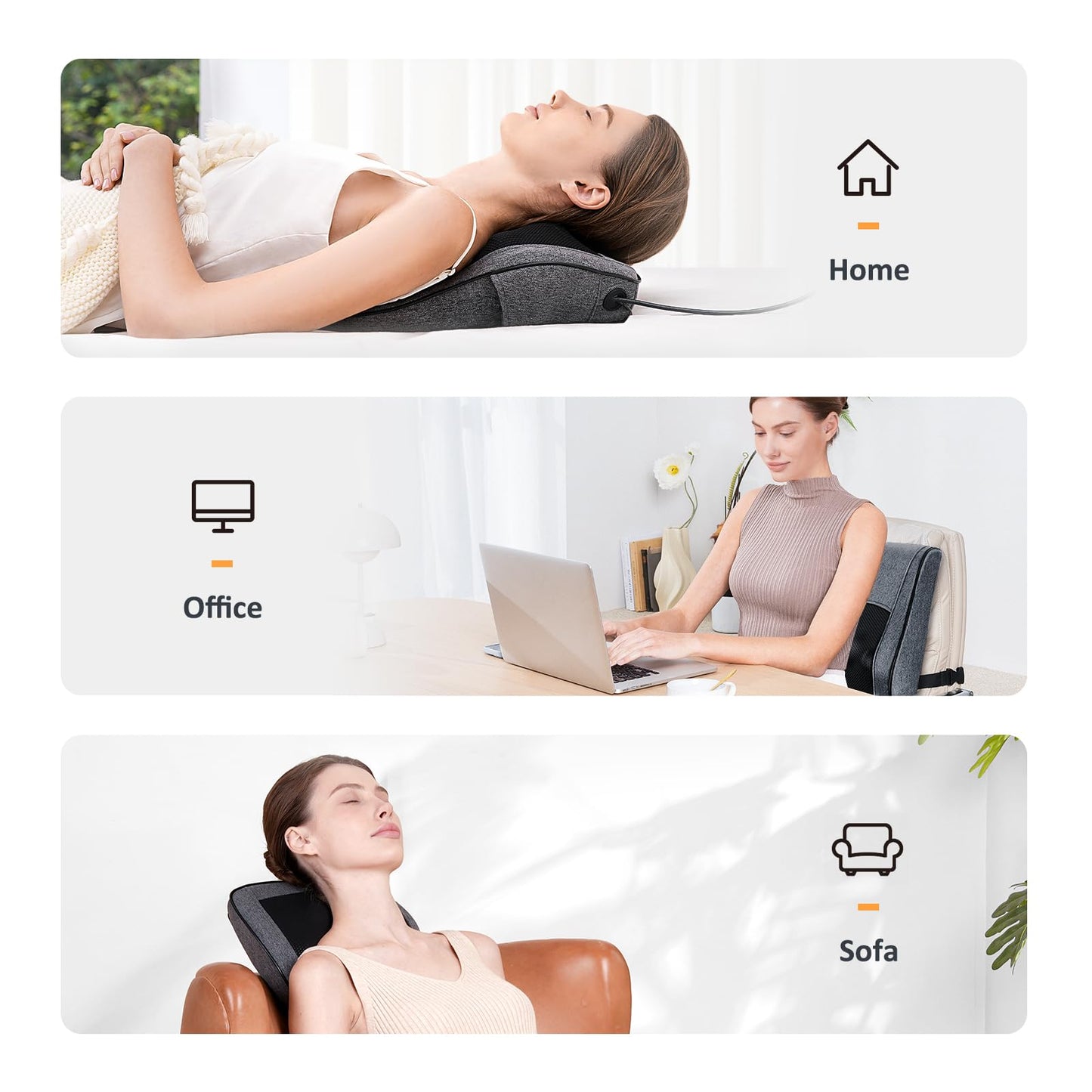 Boriwat Back Massager with Heat, Neck Massager for Pain Relief Deep Tissue, 3D Kneading Massage Pillow for Back, Neck, Shoulder, Legs, Gifts for Women Men Mom Dad