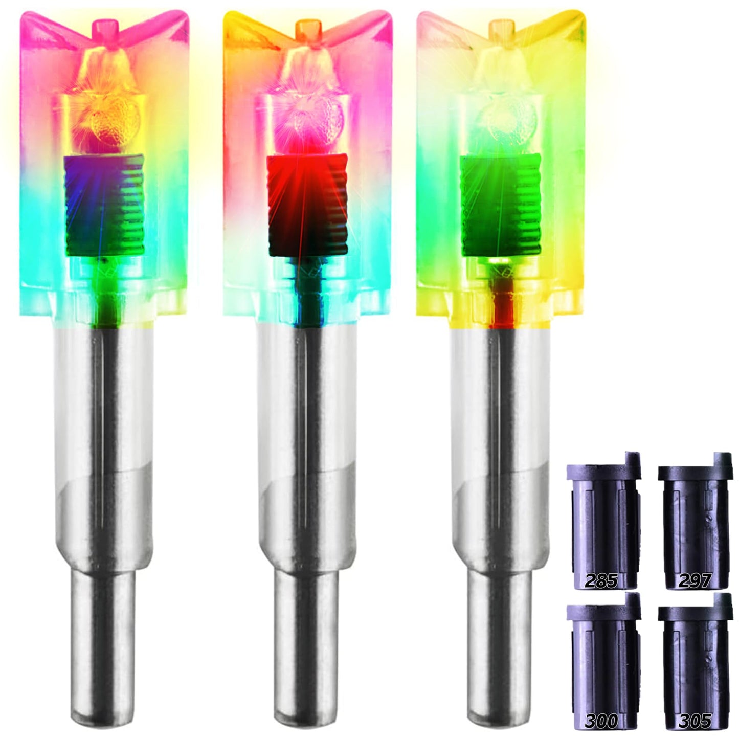 KEAUP 6/3 Pack Lighted Nocks for Crossbow Bolts with .285”/.297”/.300”/.305” Bushings High-Visibility Crossbow Lighted Nocks, On/Off Switch Included