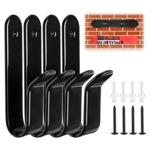 ZWIN 4Pcs Horizontal Snowboard Wall Mount Clips, Horizontal Snowboard Wall Rack Hanger Holders Storage Skateboard Wall Mount Display Rack for Room Garage Business
