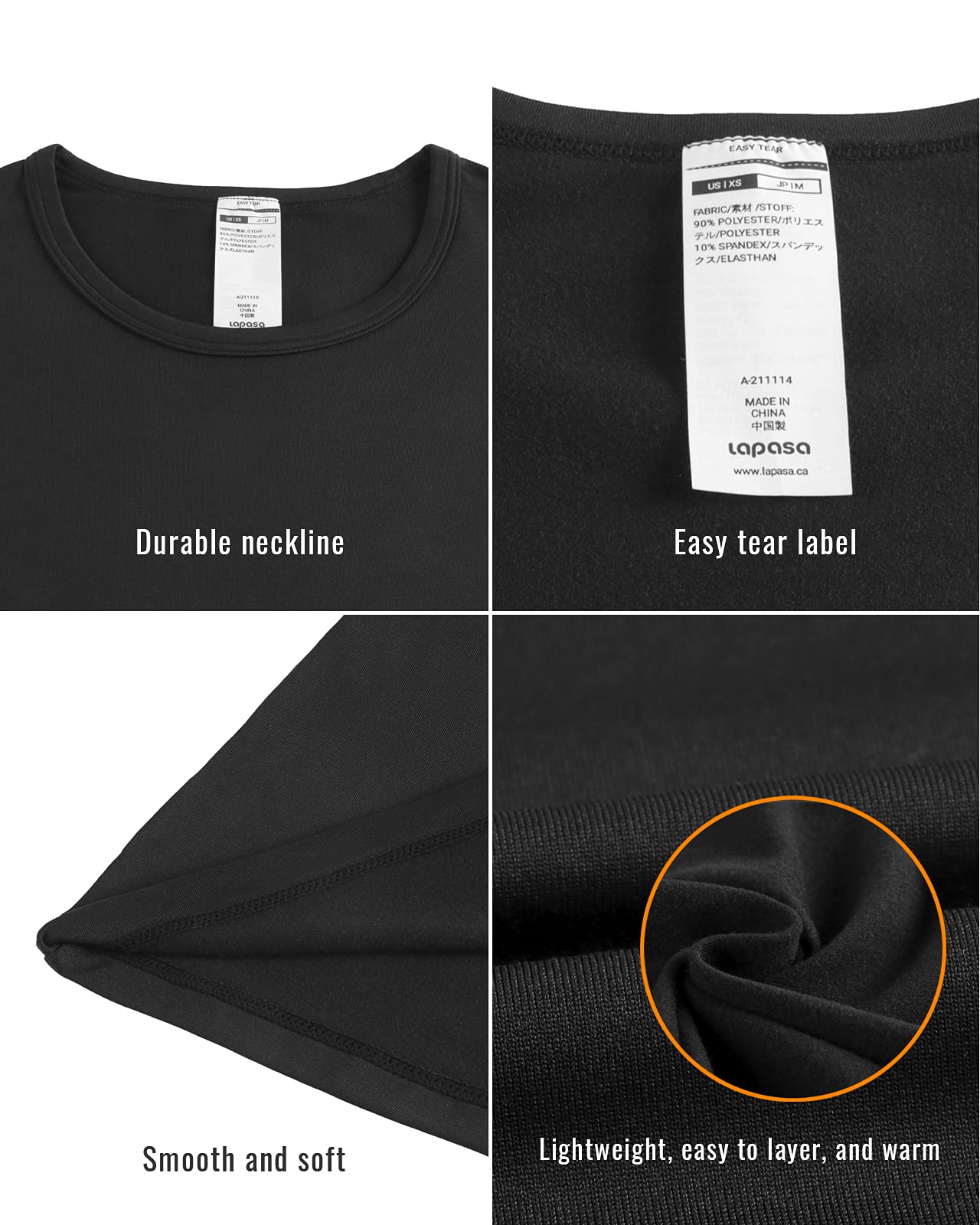 LAPASA Women Thermal Shirt (Pack 1) Top Long Sleeve Undershirt Crew Neck Lightweight Thermoflux 100 Mildly Warm Soft Baselayer L15 Small Black