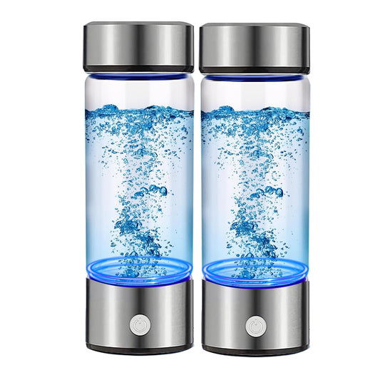 Hydrogen Water Bottle Generator 2pack, Glass Hydrogenated Water Bottles Health Cup, Hydrogen Water Generator w SPE/PEM Tech Improve Water for Home/Office/Travel/Daily Drinking Gift for Mom Father Day