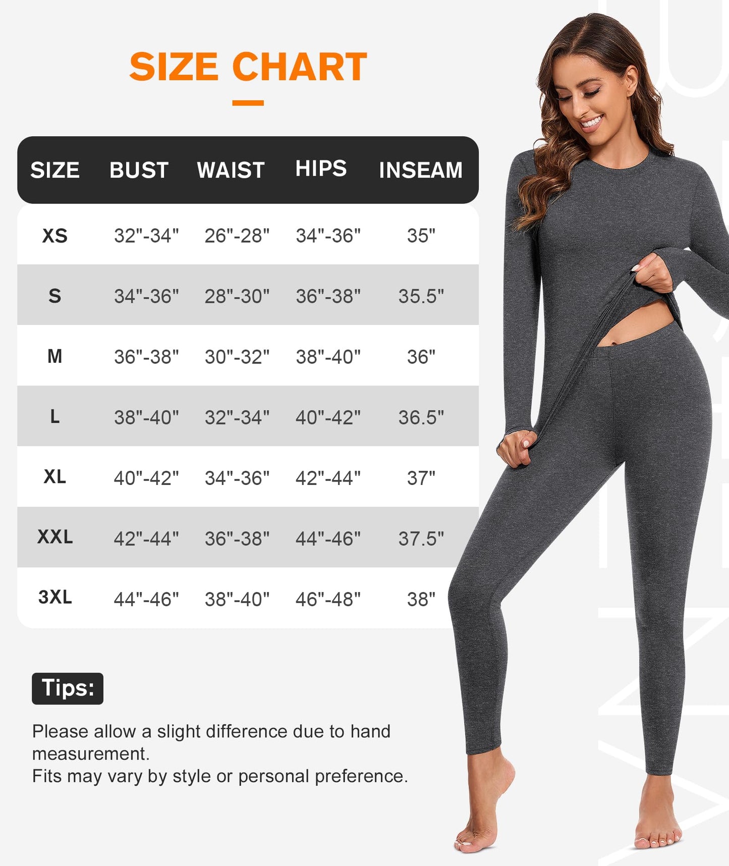 BESTENA Women’s Thermal Underwear Set, Fleece Lined Long Underwear, Warm Base Layer Top and Bottom for Cold Weather