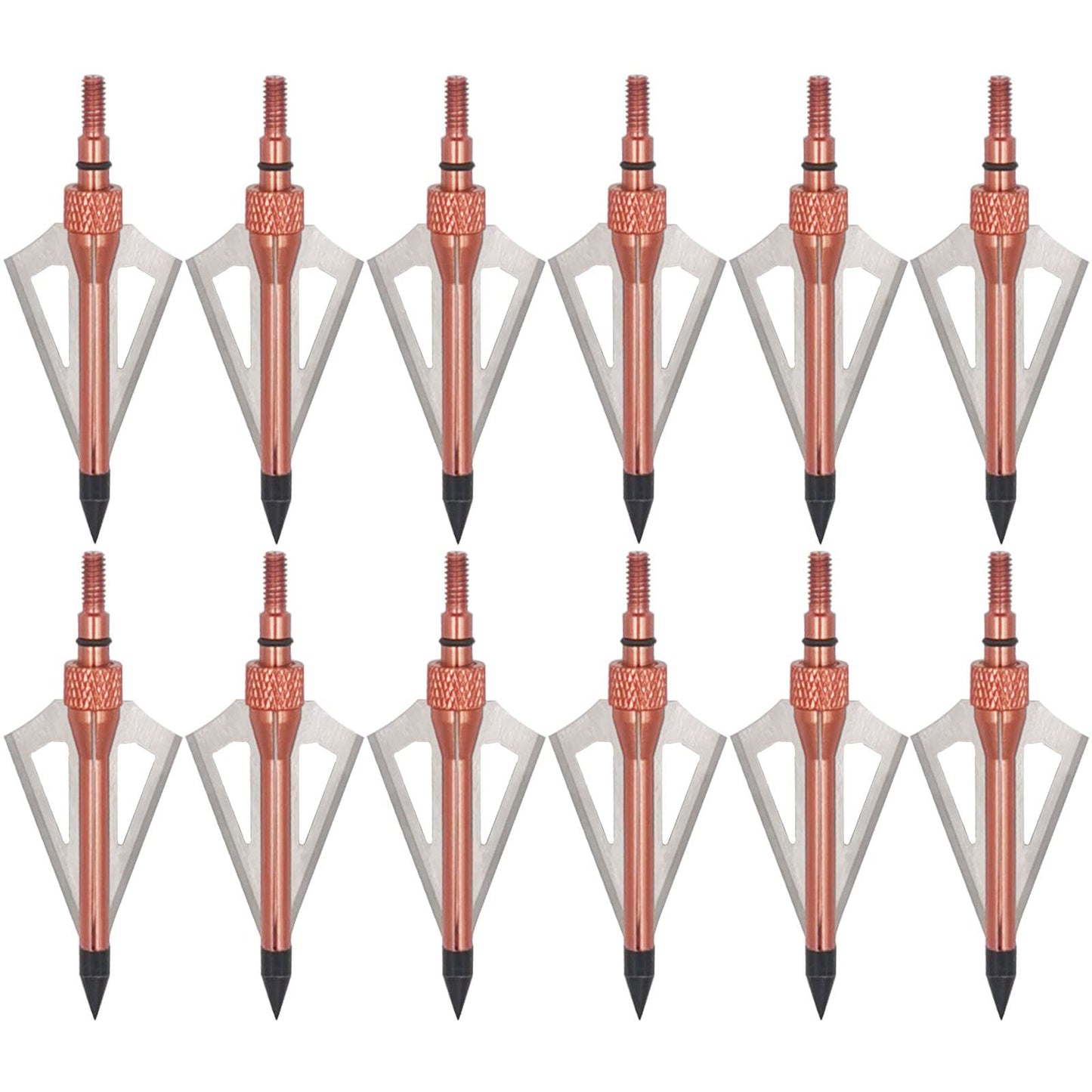 LeeMui Hunting Broadheads 12PK 100 Grains Screw-in Arrow Archery 3 Blades Hunting Heads Arrow Tips Compatible with Crossbow and Compound Bow + 1 PK Broadhead Storage Case (Brown)