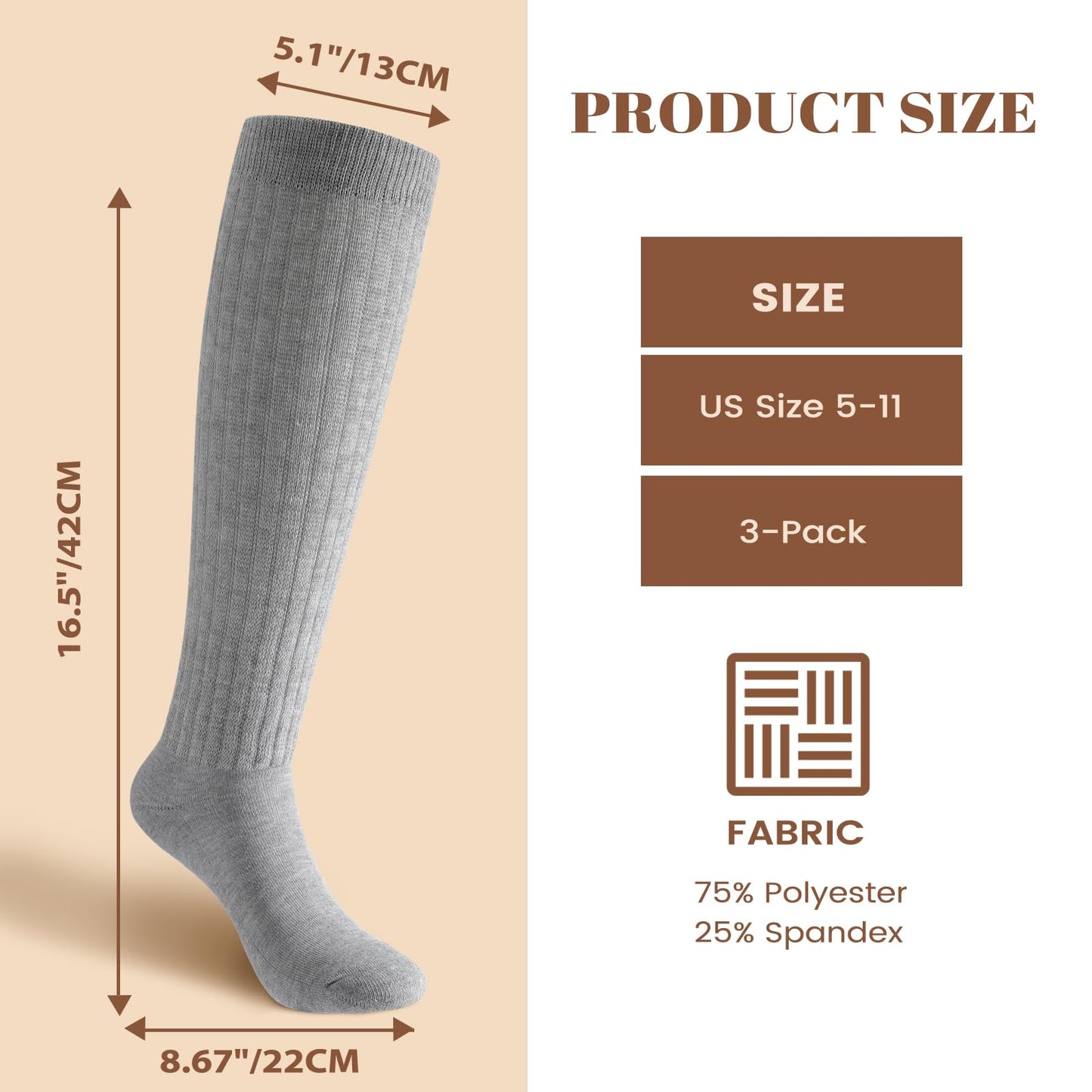 Premillow Slouch Socks Women, Long Winter Thigh High Boot Slouchy Socks, Winter Soft Knit High Scrunch Socks for Women Size 5-11, 3 Pairs