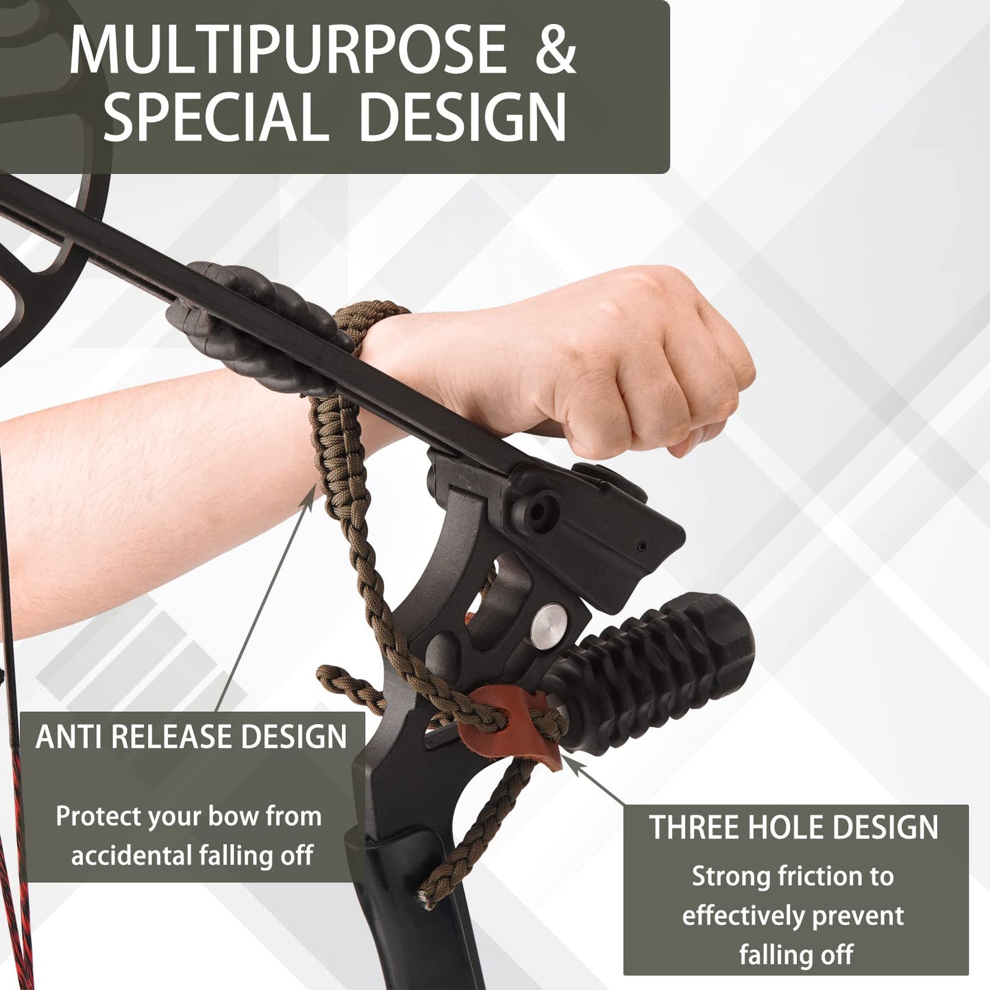 Elm Ray Archery Bow Wrist Sling 550 Paracord,Durable 100% Full Grain Leather with Strong Metal Grommet,Comfortable and Light,Fit Compound Bow Stabilizer & Recurve (Brown)