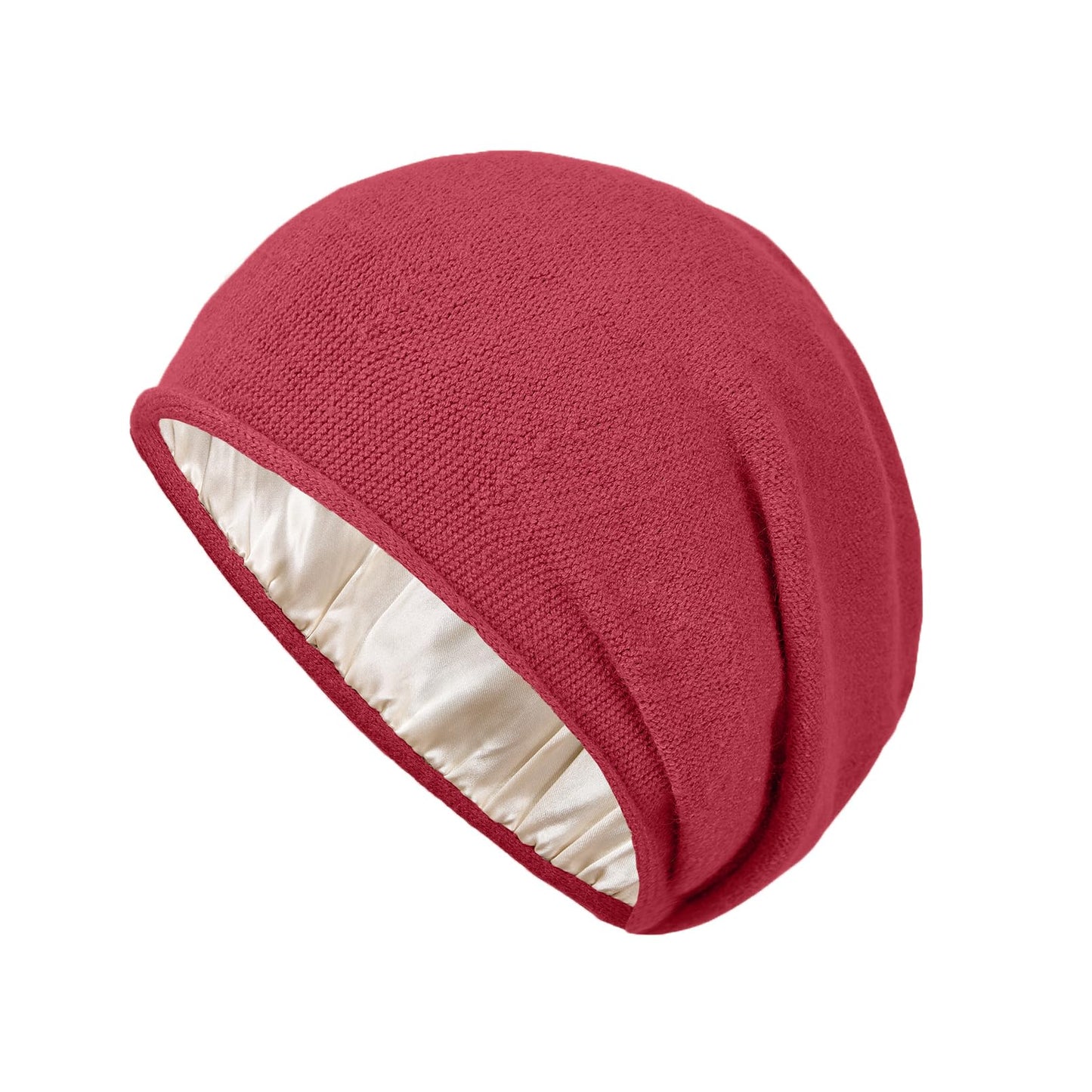 Facecozy Satin Lined Beanies Women Slouchy Beanie Knit Winter Hat for Women Men Silky Lining Lightweight Skull Beanies Cap… (US, Alpha, One Size, Burgundy)