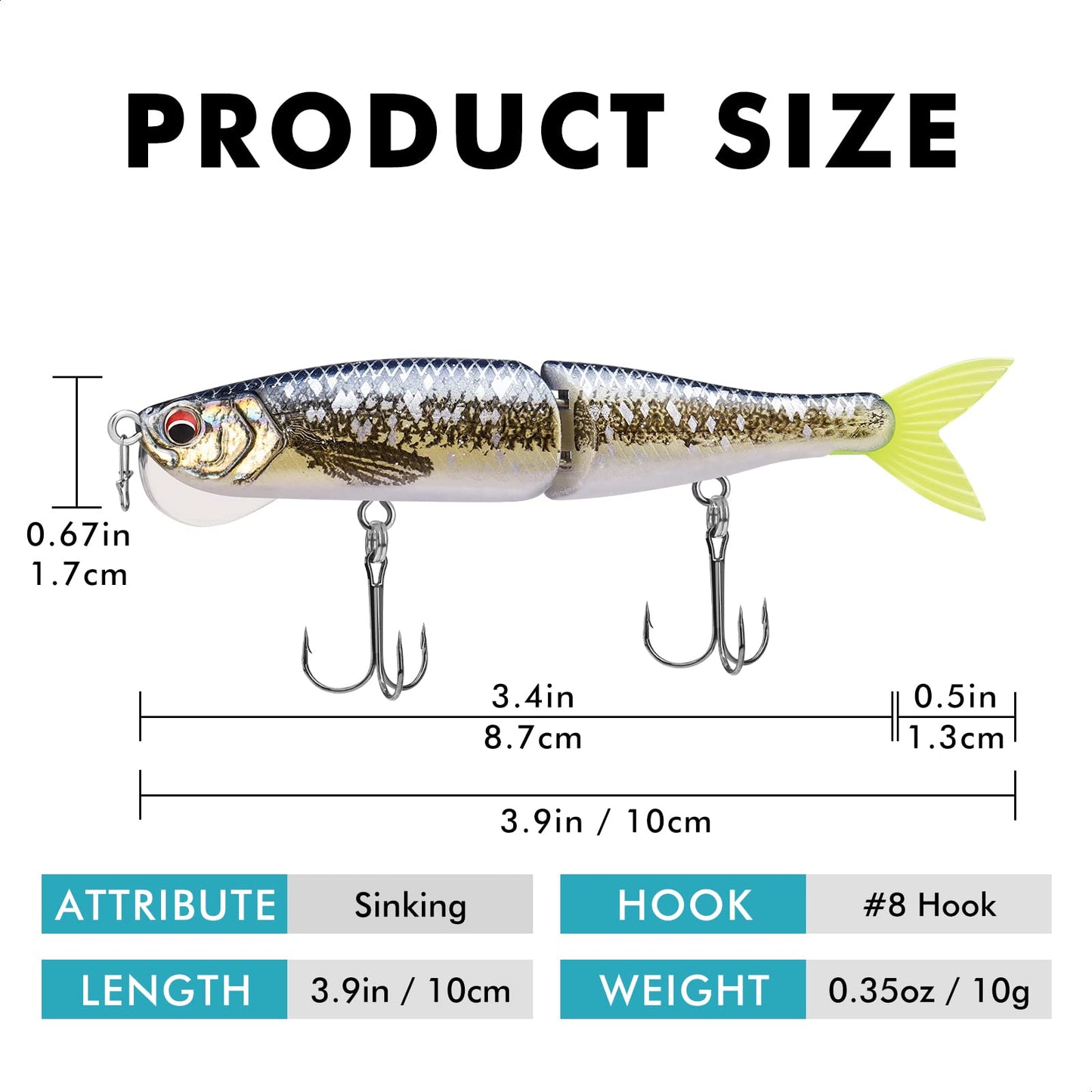 TRUSCEND Fishing Lures for Bass, Glide Baits with Vertical Tongue Design, Segmented Swimbaits Bass Fishing Lures for Saltwater Freshwater, Slow Sinking Plugs Lures for Bass Walleye Trout Pike Musky