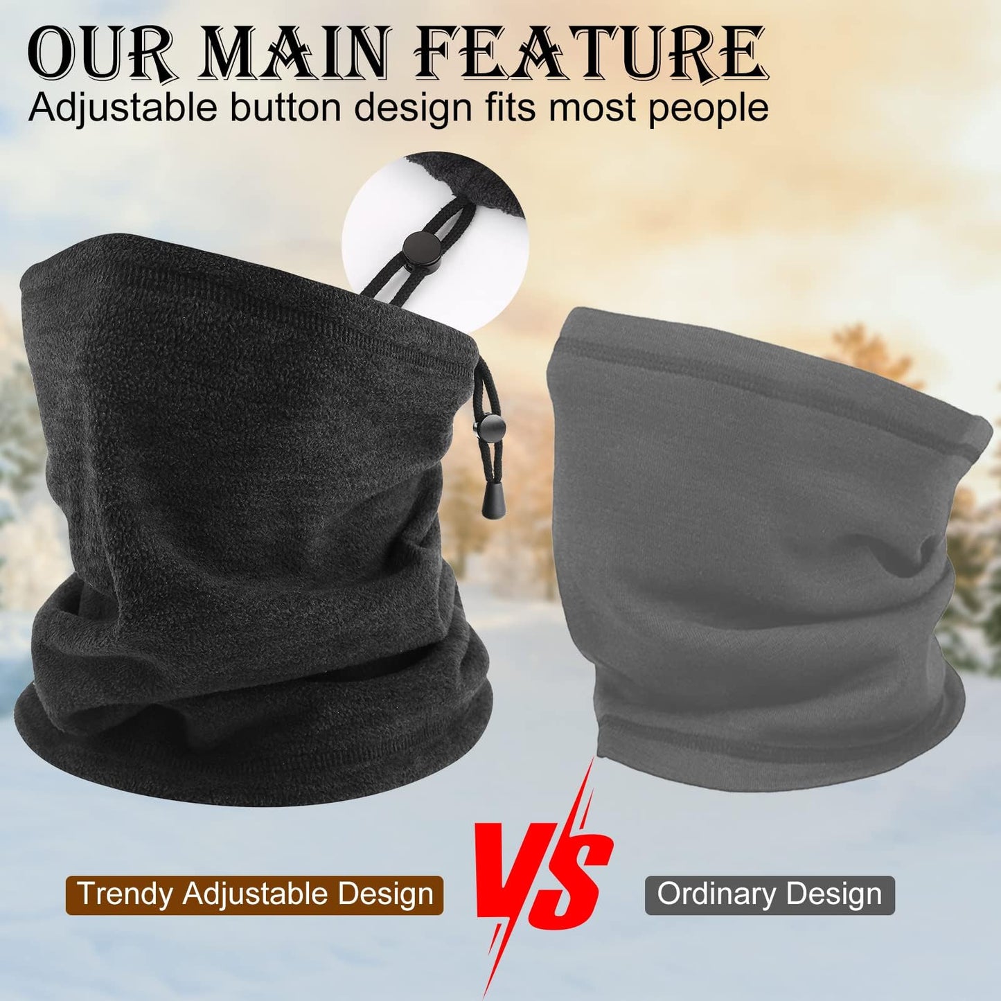 COOLOO Neck Warmer, 2 Pack Winter Neck Gaiter for Men Women Scarf Face Cover Skiing Sports