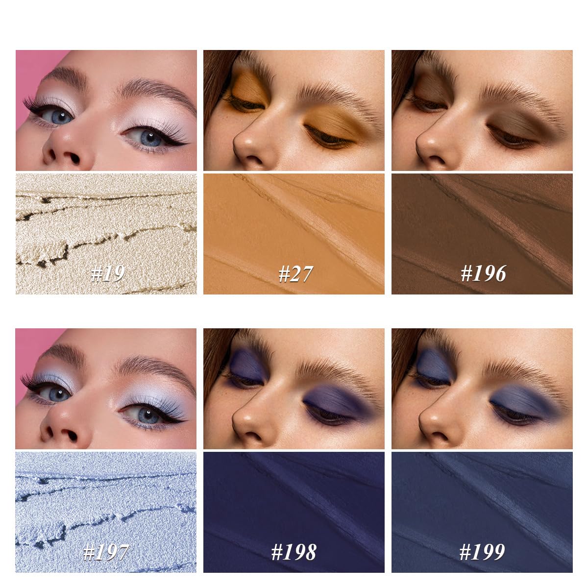LUXAZA PRO Neutral Eyeshadow Stick Makeup Set, Metallic Shimmer Matte Cream Eye Shadow Eyeliner Brightener Pencil Crayon - Classic 6PCS A010
