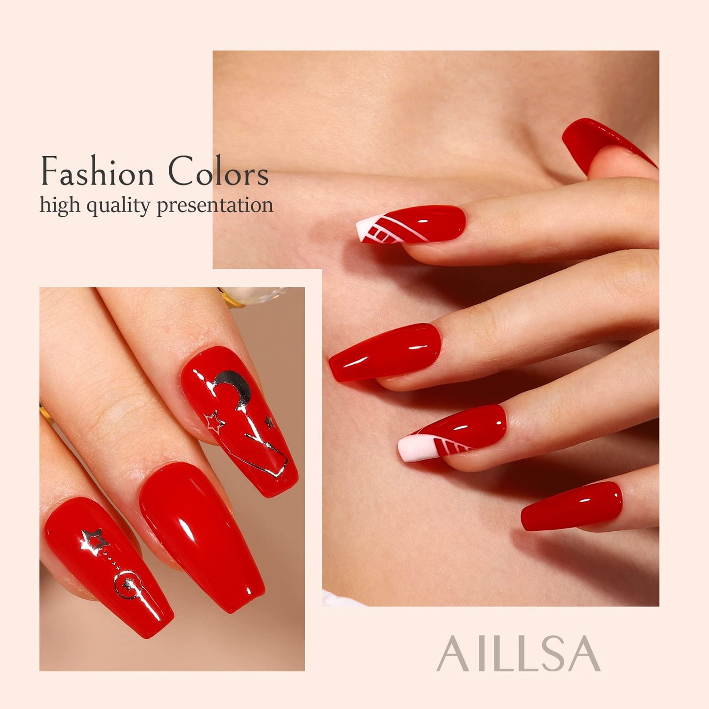 AILLSA Classic Red Dip Powder for Valentine's Day, 1 Oz Nail Art for Starter Manicure Salon DIY at Home, Fall Winter Colors Long Lasting French Manicure