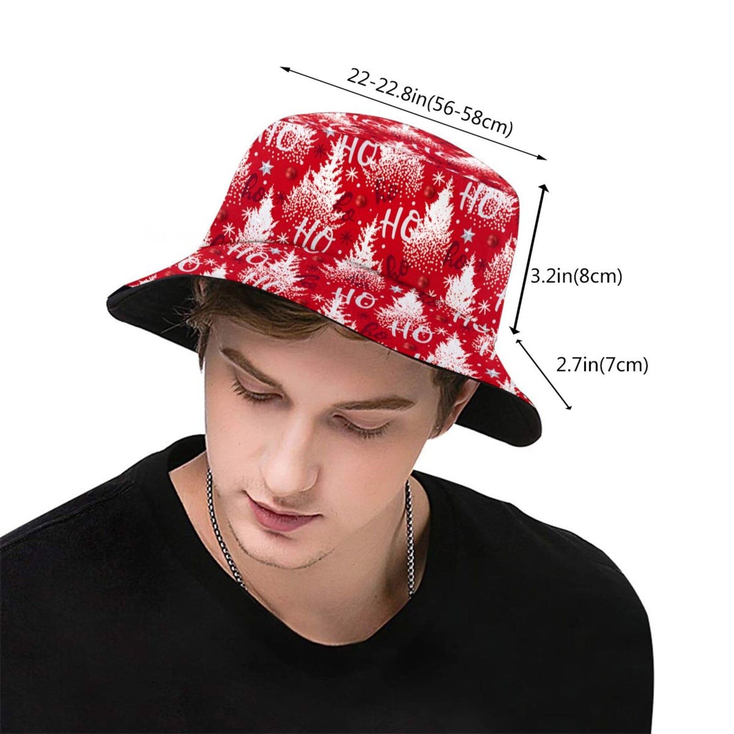 Christmas Design with Fir Trees and Pines Bucket Hat for Women Men Winter Holiday Xmas Design Travel Hiking Hats Fisherman Cap Packable Beach Sun Hat Adults/Teens