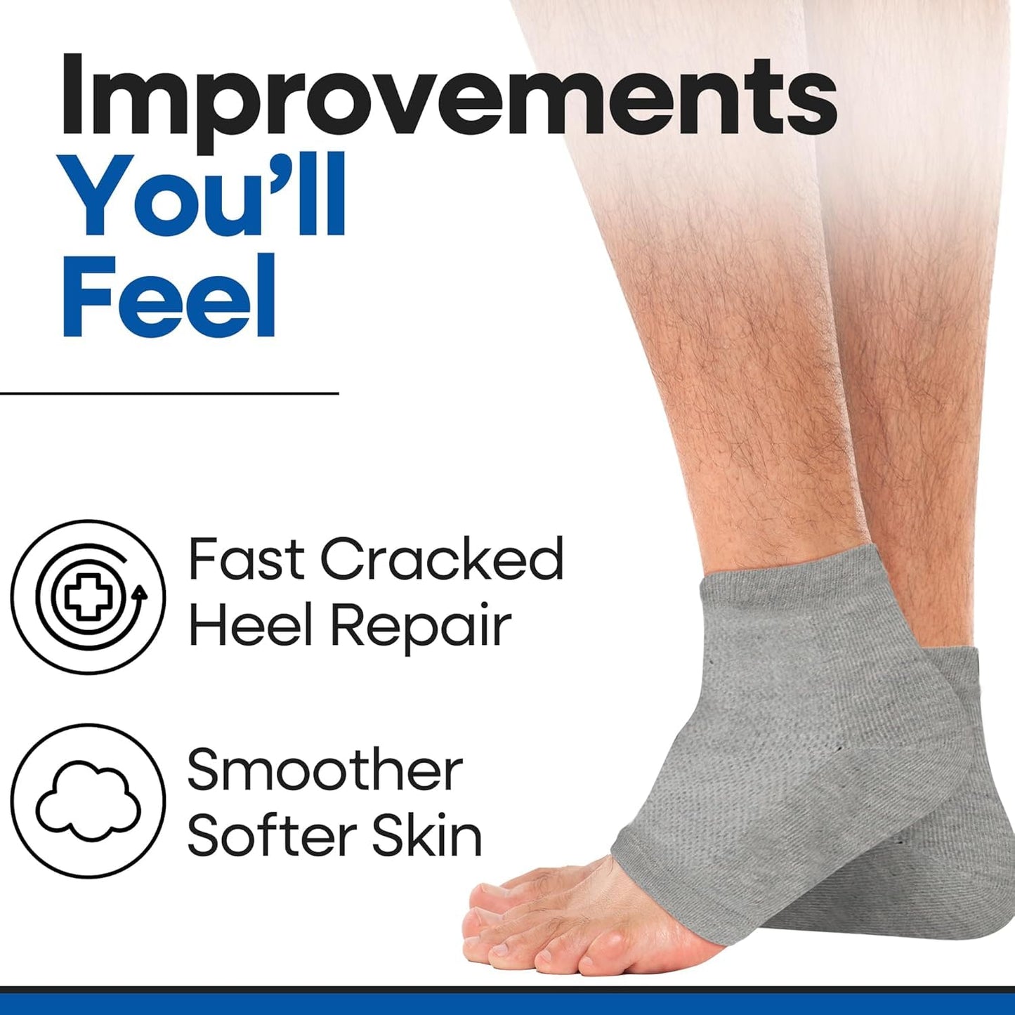 Moisturizing Socks for Women & Men | Aloe Vera Cracked Heel Treatment | Foot Callus Remover | Aloe Socks for Cracked Heels & Dry Cracked Feet | Lotion Infused Gel Heel Socks (Large - 2 Pairs)