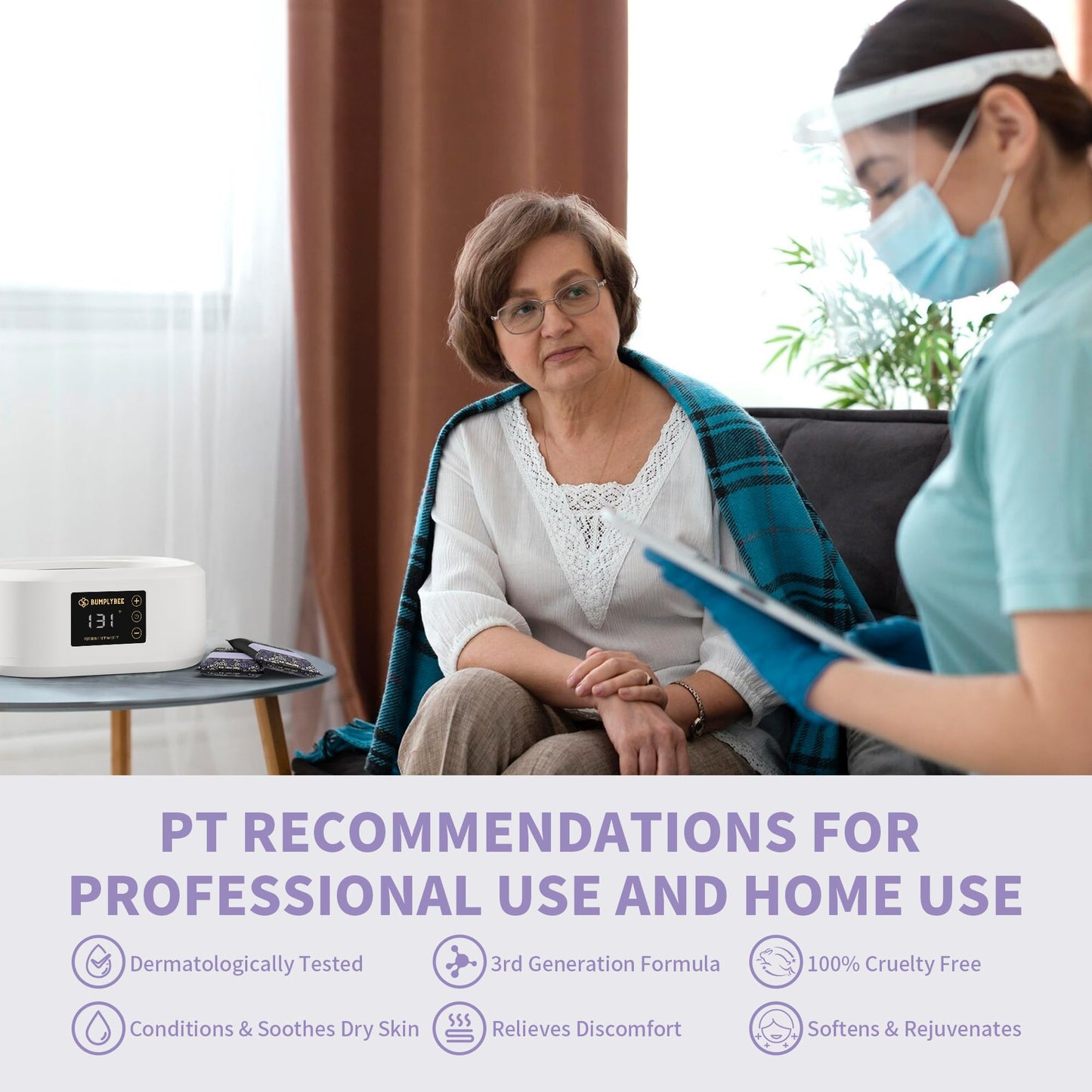 BUMPLYBEE Paraffin Wax Kit - 10 Packs Lavender Paraffin Wax Refills with Silicone Brush - Paraffin Wax for Hand and Feet Refill, Paraffin Wax for Hands, Skin Moisturizing, Non-Greasy, Easy-Peeling