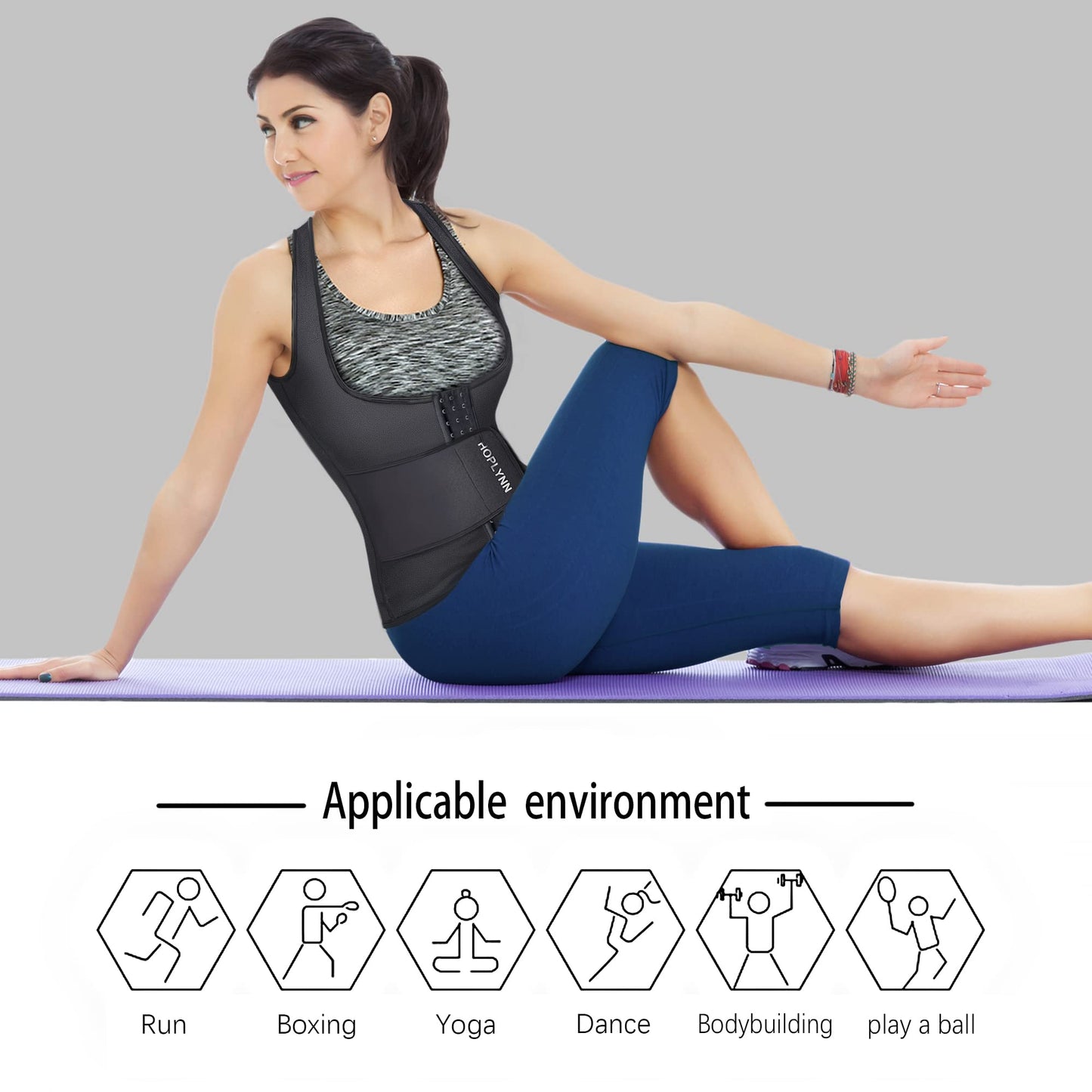 HOPLYNN Neoprene Sauna Sweat Waist Trainer Corset Trimmer Vest for Women Tummy Control, Waist Cincher Body Shaper Black Small