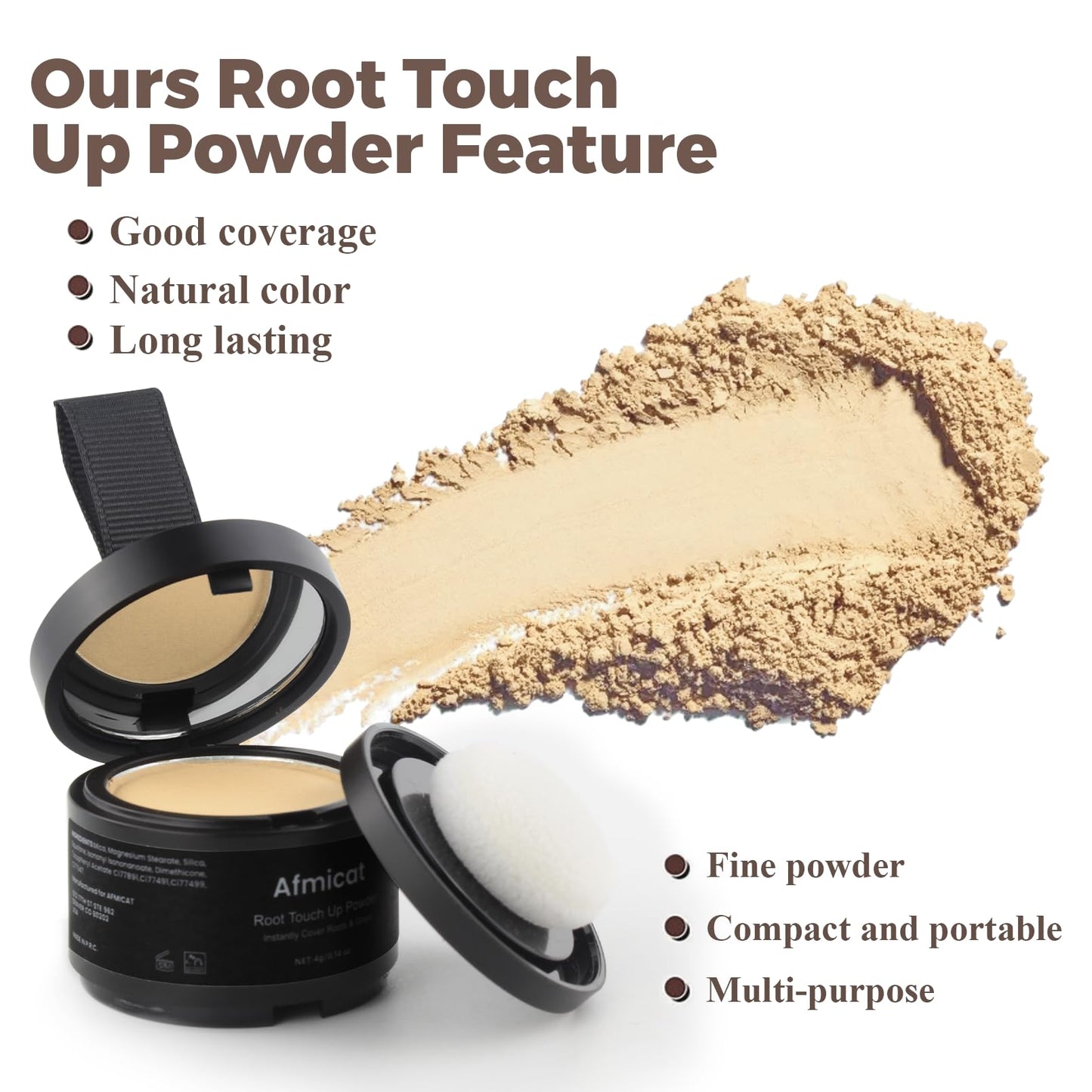 Afmicat Root Touch Up Powder, Hairline Powder for Thinning Hair, Instantly Cover Grey Hair, Root Cover Up for Women & Men, Bald Spots, Grooming, Beard Line (Light-Blonde, 0.14 Ounce (Pack of 1))