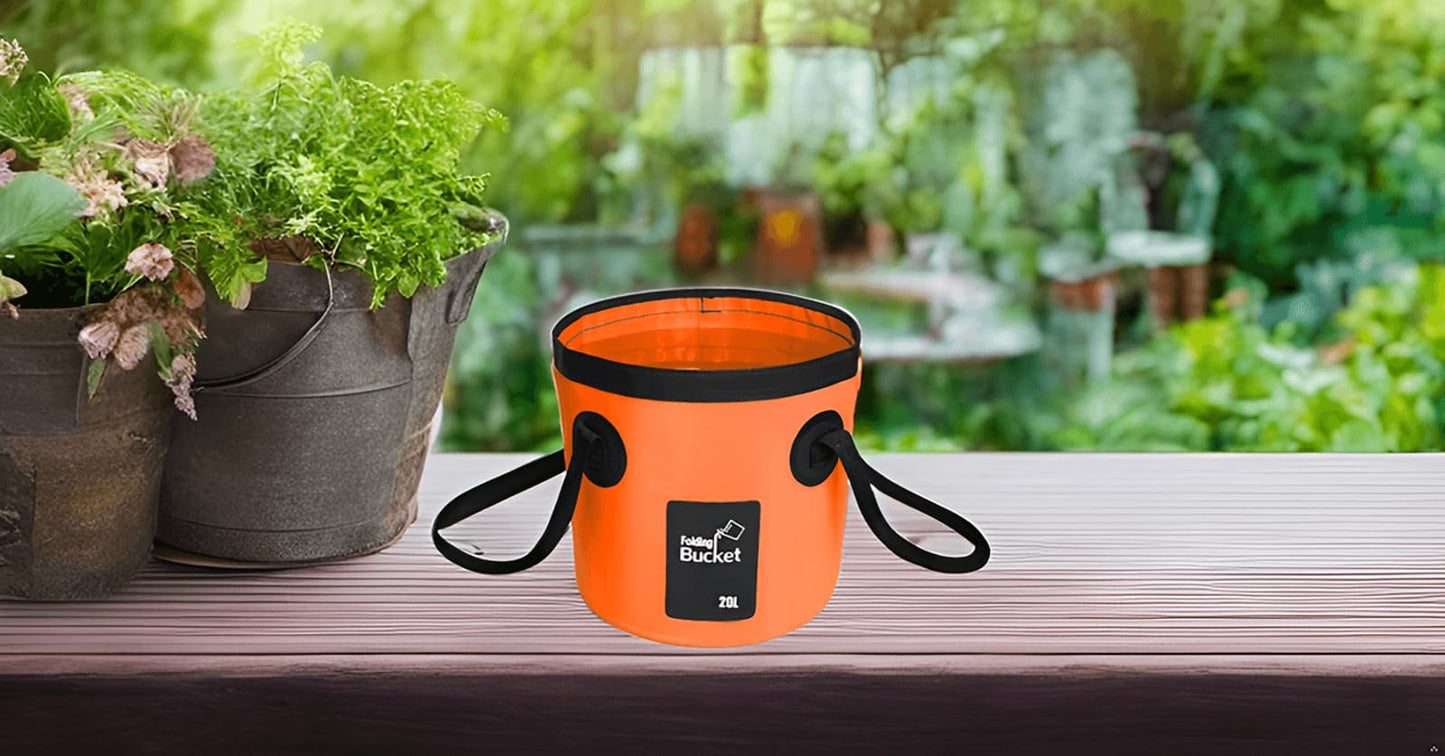 BANCHELLE Collapsible Bucket Water Container Portable Folding Camp Wash Basin for Outdoor Traveling Hiking Fishing Car Washing Gardening Camping (Orange, 20L)