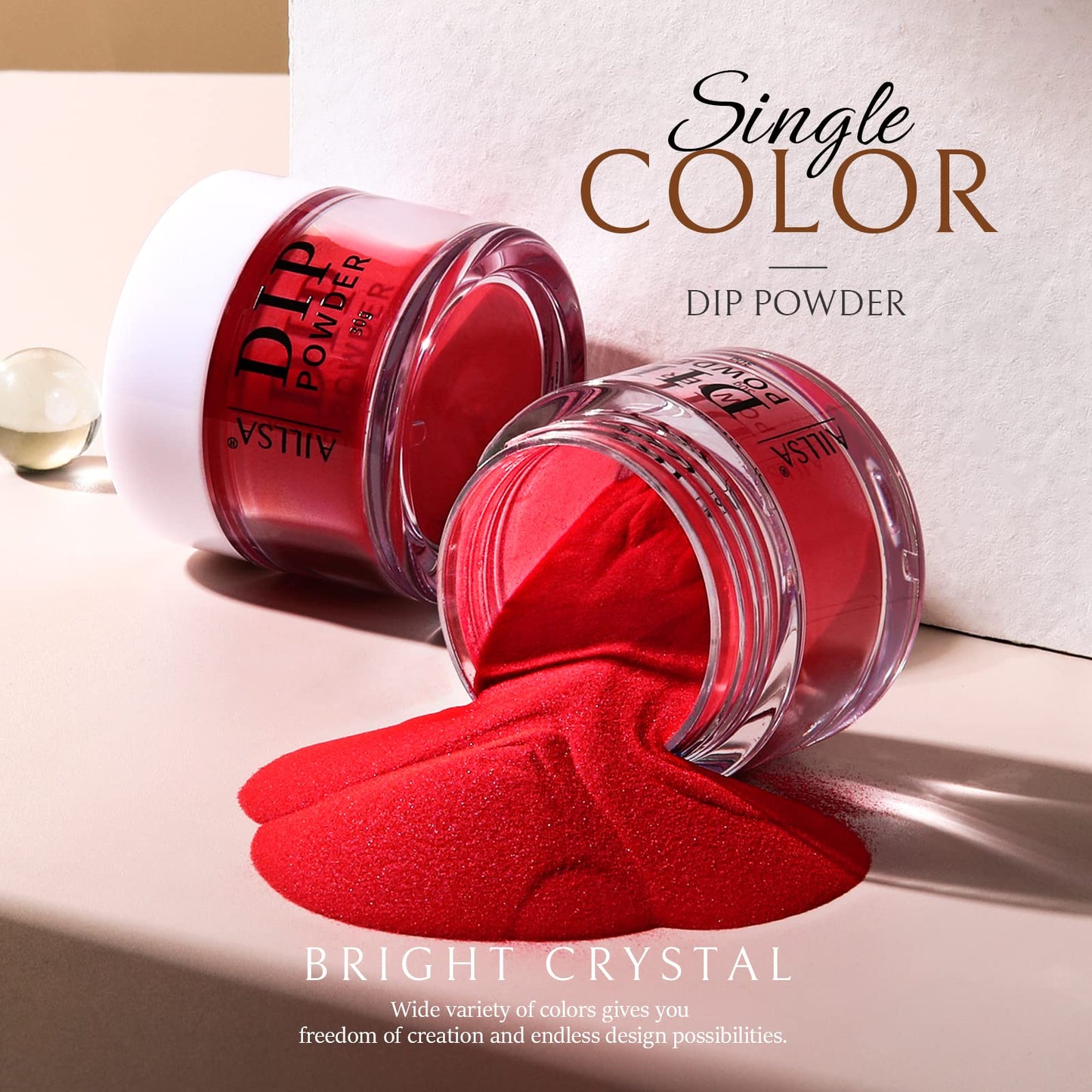 AILLSA Classic Red Dip Powder for Valentine's Day, 1 Oz Nail Art for Starter Manicure Salon DIY at Home, Fall Winter Colors Long Lasting French Manicure