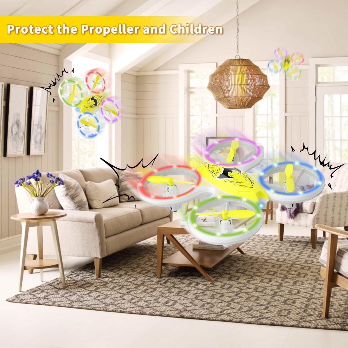 Drones for Kids - Easy to Use RC Quadcopter with Bat Design, Altitude Hold, Headless Mode, Blue & Green Lights, Propeller Protection, 2 Batteries, Remote - Great Gifts for Boys Age 6-12 Christmas gift