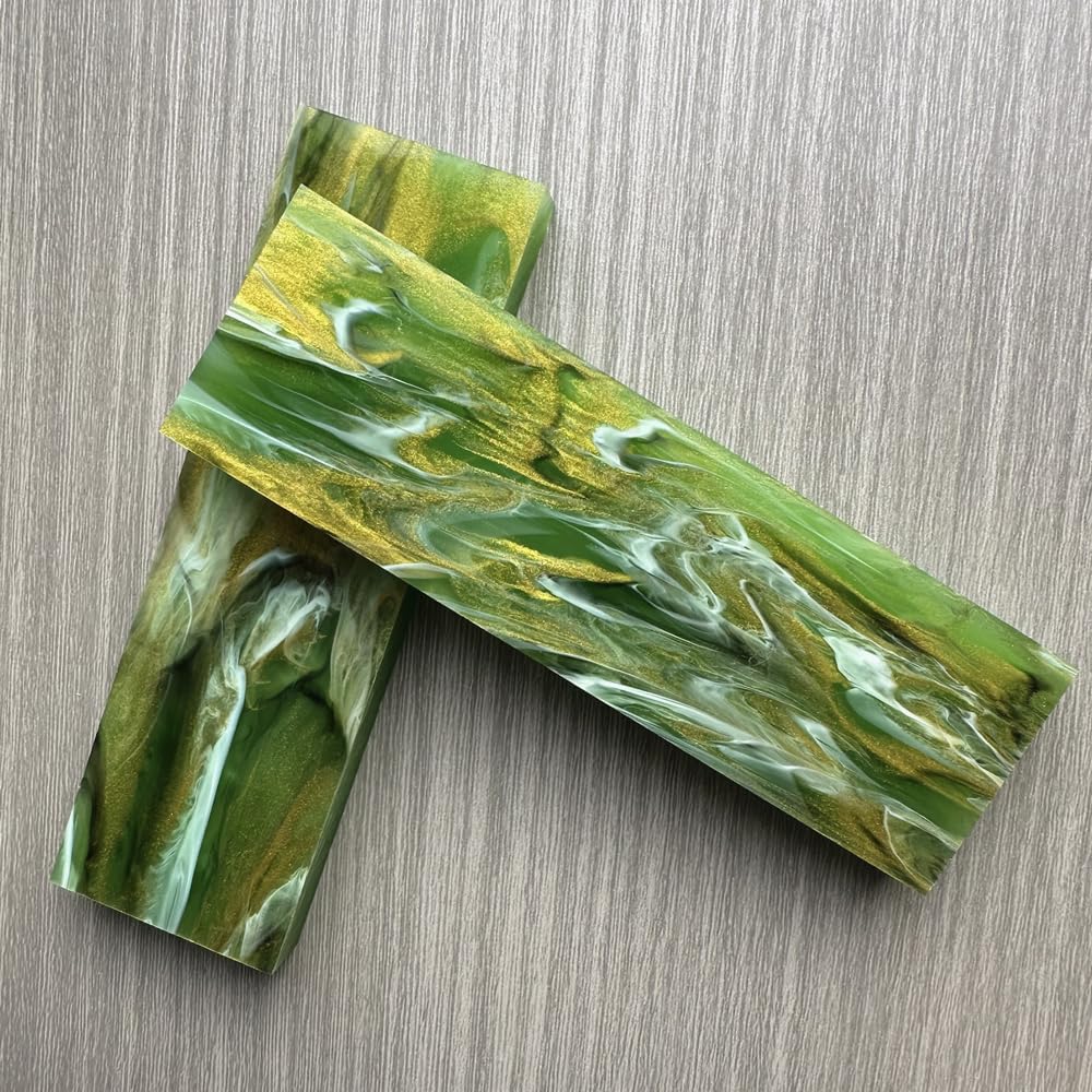 Uotowell Pre-Cut Epoxy Resin Scales Blanks for Decorative Inlays in Guitar Bodies, Necks, Engraved Knife Handle and Gun Grips - Seaweed Green