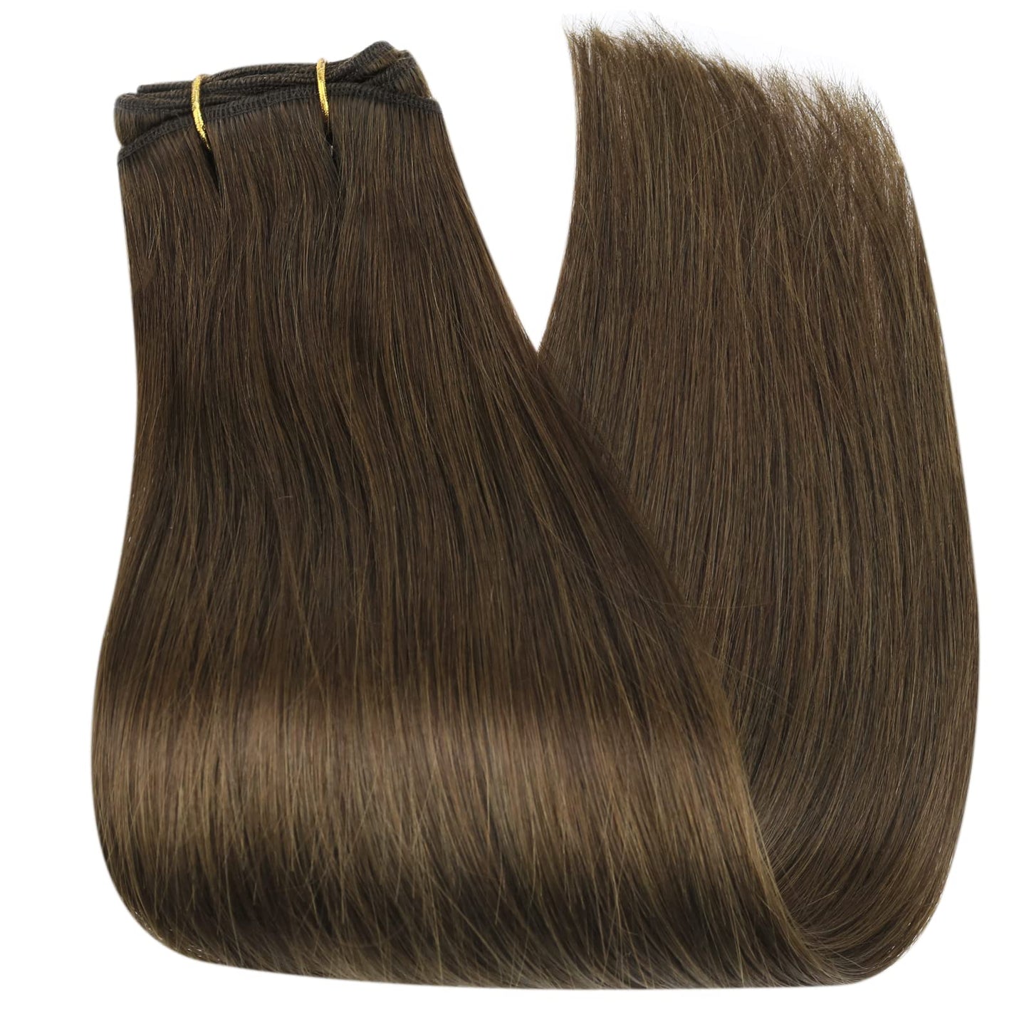 Full Shine Hair Extensions Sew In Color Medium Brown Hair Extensions Sew In Hair Extensions Real Human Hair Weft Extensions Straight Hair Sew In Real Human Hair Double Weft For Women 50G 10 Inch