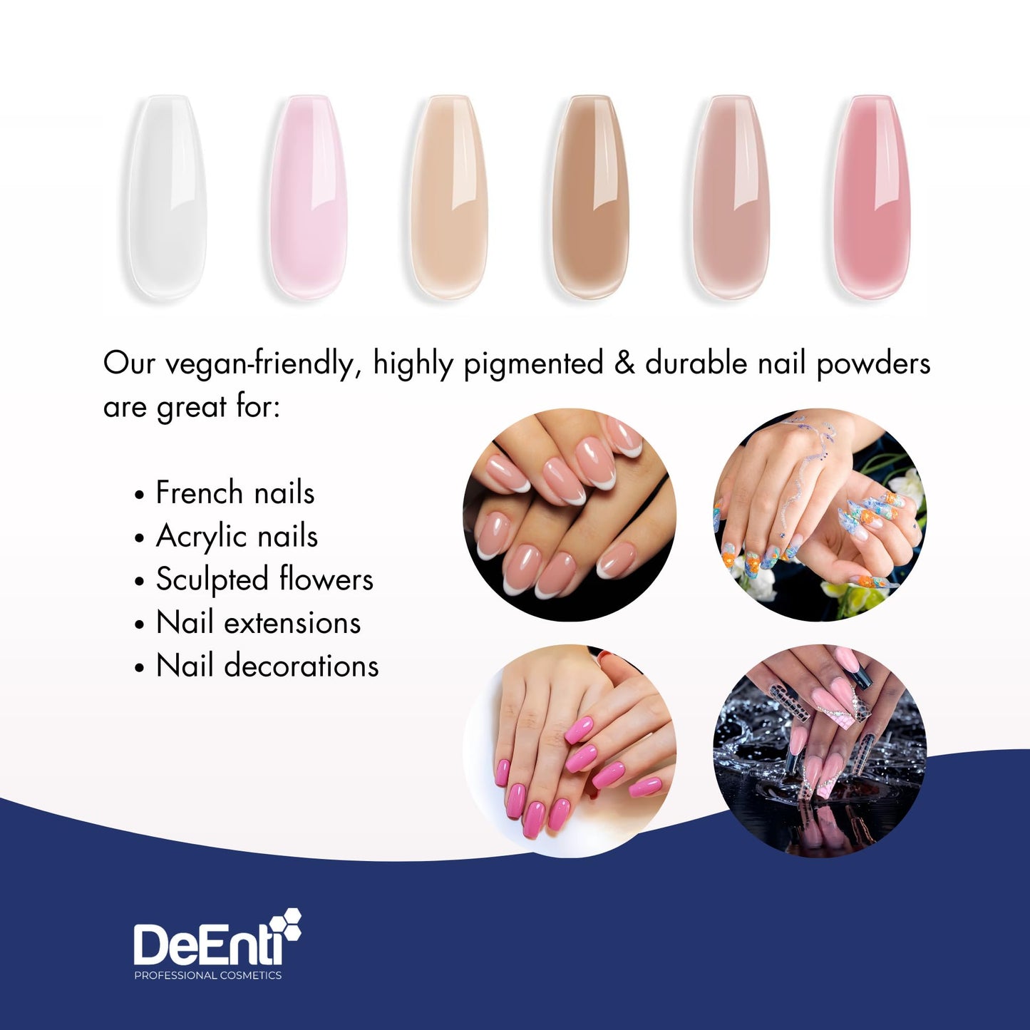 DeEnti Acrylic Nail Powder, 2oz Nude Acrylic Powder Dip for Nails, Long Lasting Salon Quality, Bubble Free Professional Manicures, Fake Nails, Carving & Extensions