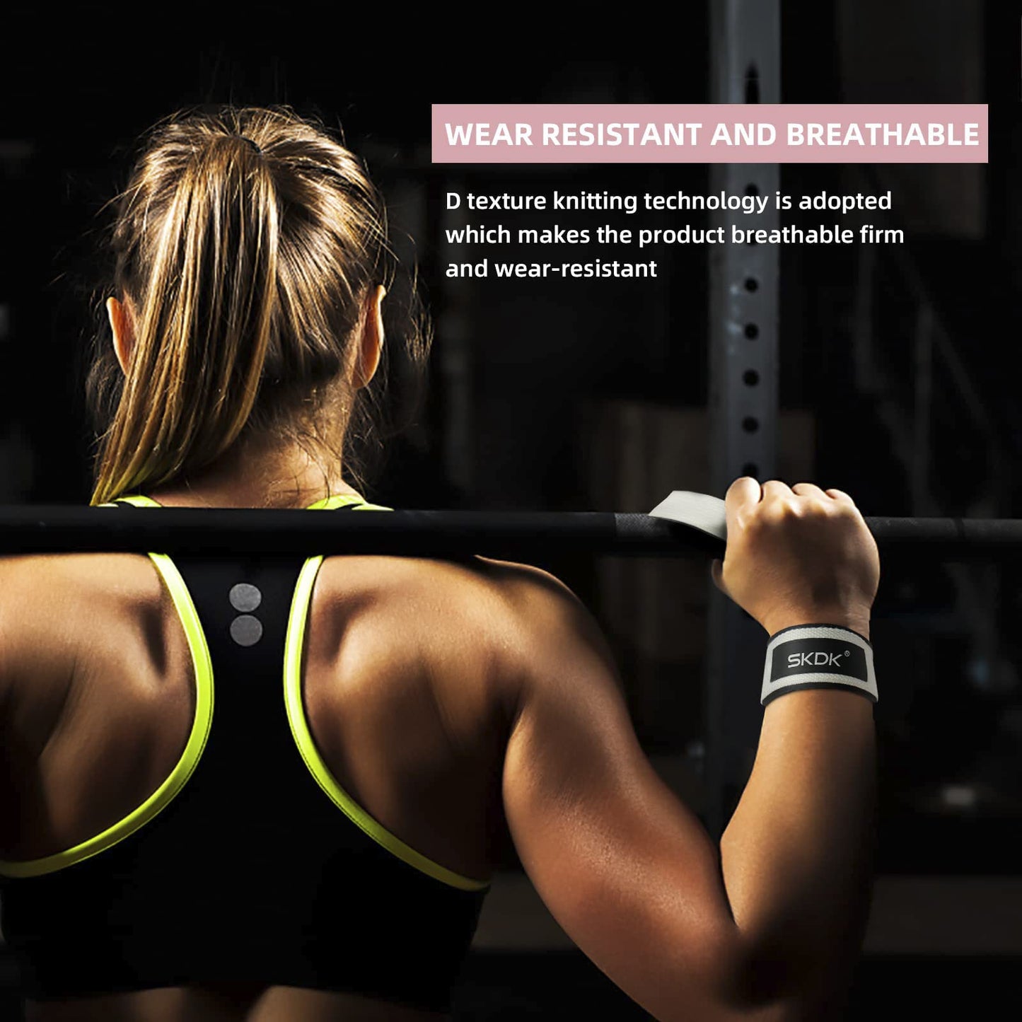 SKDK Cotton Hard Pull Wrist Lifting Straps Grips Band-Deadlift Straps with Neoprene Cushioned Wrist Padded and Anti-Skid Silicone - for Weightlifting, Bodybuilding, Xfit, Strength Training (White)