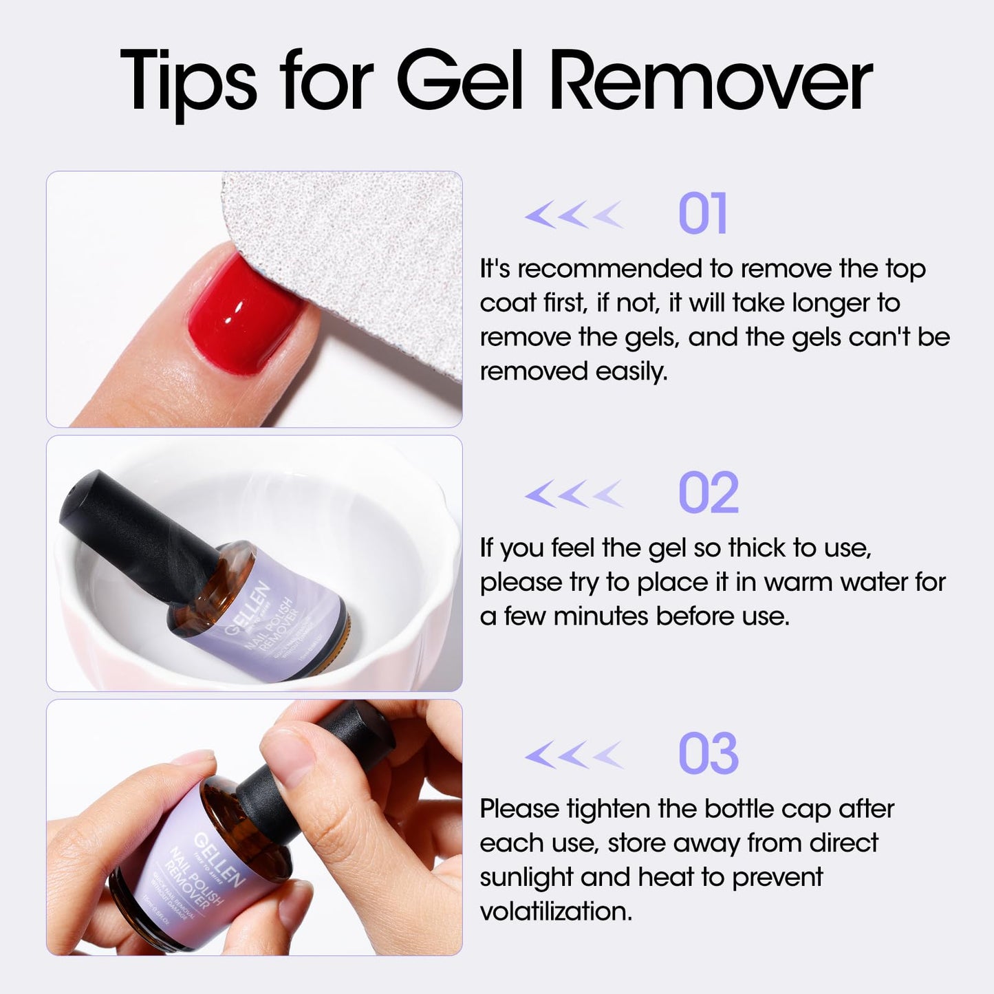 Gellen Gel Nail Polish Remover, 2 Pack Professional Gel Polish Remover for Nails, Quick & Easy Polish Remover In 3-5 Minutes, No Need for Foil Soaking Or Wrapping