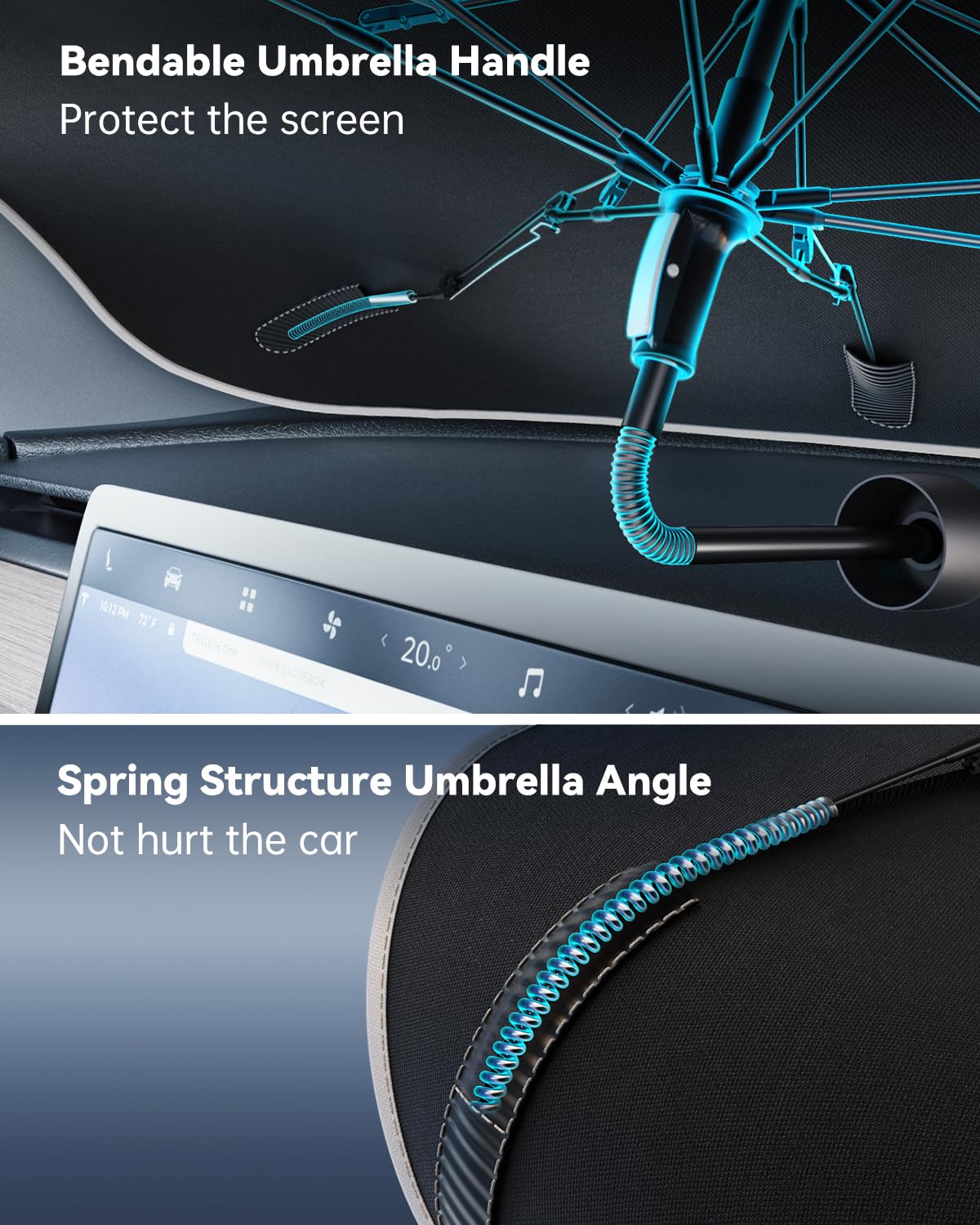 TrySpace Car Windshield Sun Shade Umbrella - [Nano-Ice-Crystal Coatings] Protect Car from Sun Rays & Heat Damage Keep Cool and Protect Interior Medium (56" L x 31" W)