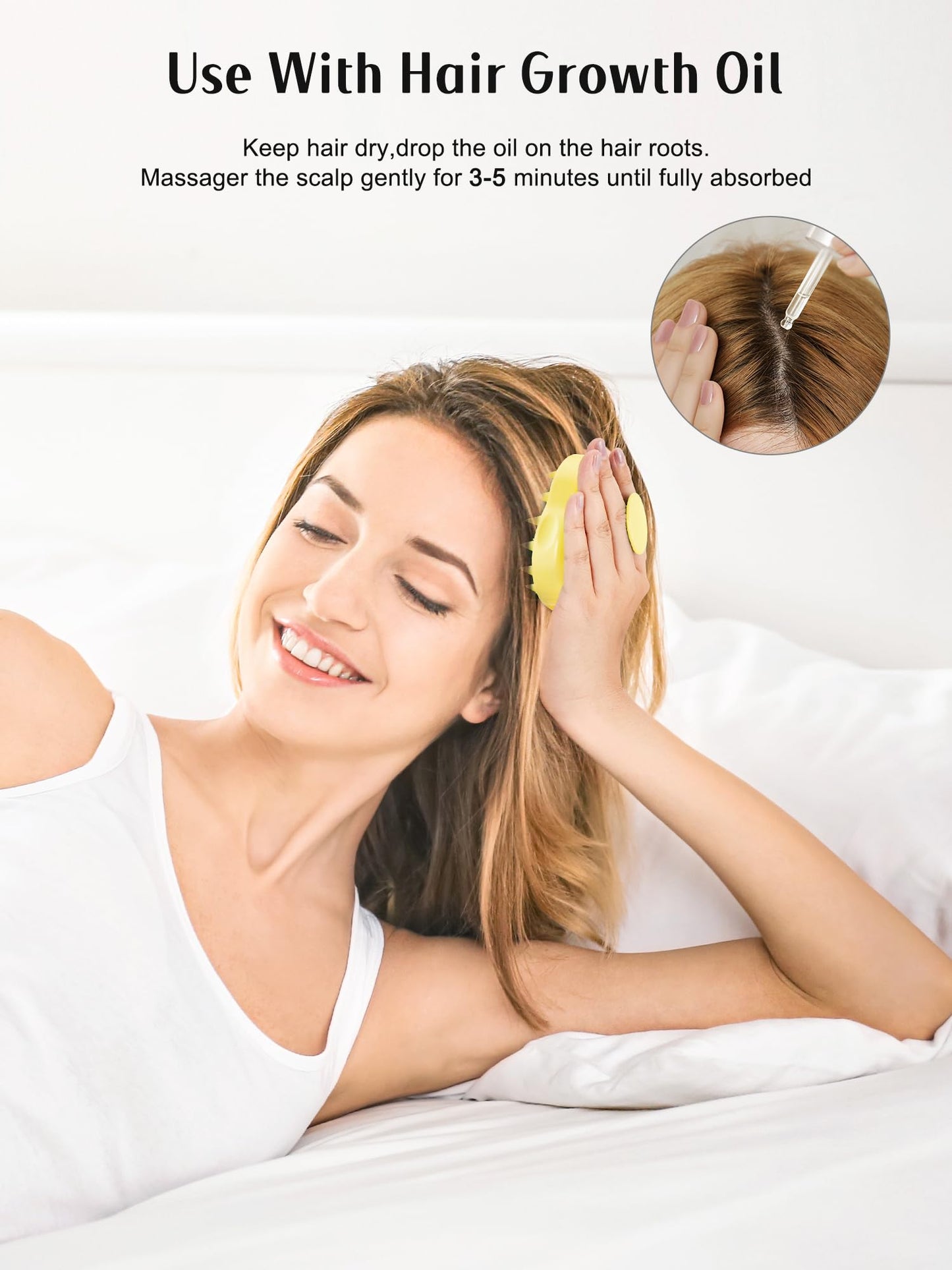 HEETA Hair Scalp Massager Shampoo Brush 2 Pack, Soft Silicone Bristles to Remove Dandruff, Waterproof Hair Scrubber for Both Wet Dry Hair, Suitable for Men & Women (Yellow & Gray)