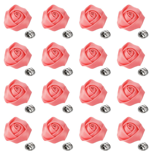 uxcell Lapel Flowers for Men Suits, Lapel Pin for Men Satin Rose Artificial Fabric Flowers Brooch Boutonnieres for Wedding Party Prom Ceremony