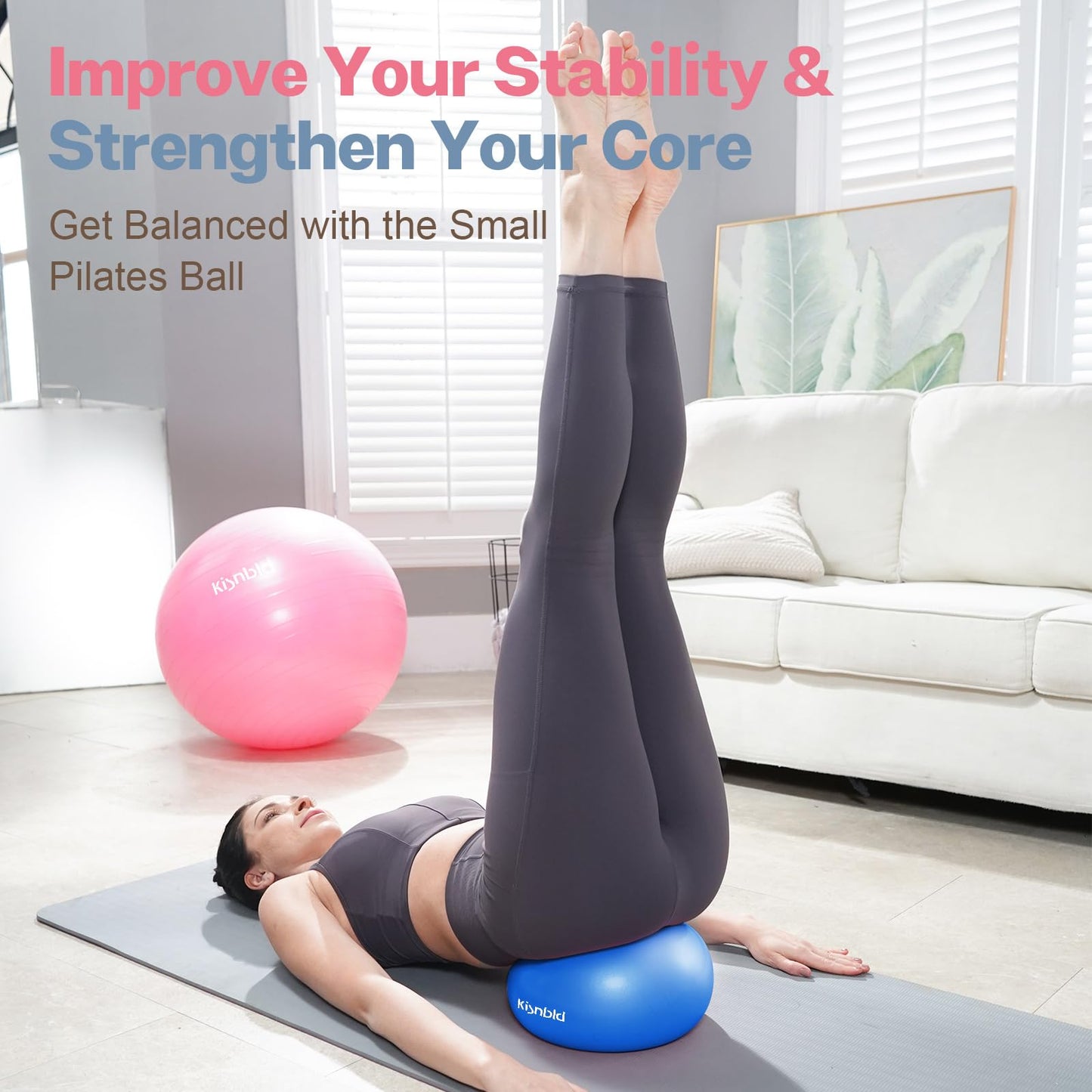 kisnbld Small Exercise Ball, 9 Inch Mini Pilates Ball, Anti Burst and Slip Resistant Mini Yoga Ball for Stability, Fitness, Physical Therapy, Stretching & Core Strength Workout at Home Gym & Office