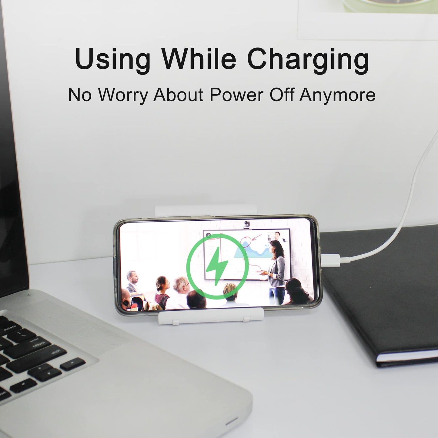 Mayten Foldable Cell Phone Stand for iPhone - Adjustable Phone Holder with Wide Compatibility, Portable Desktop Dock for iPhone 15/14/13/12/11/Pro/Max/SE, Galaxy, Pixel, Anti-Slip Design (White)