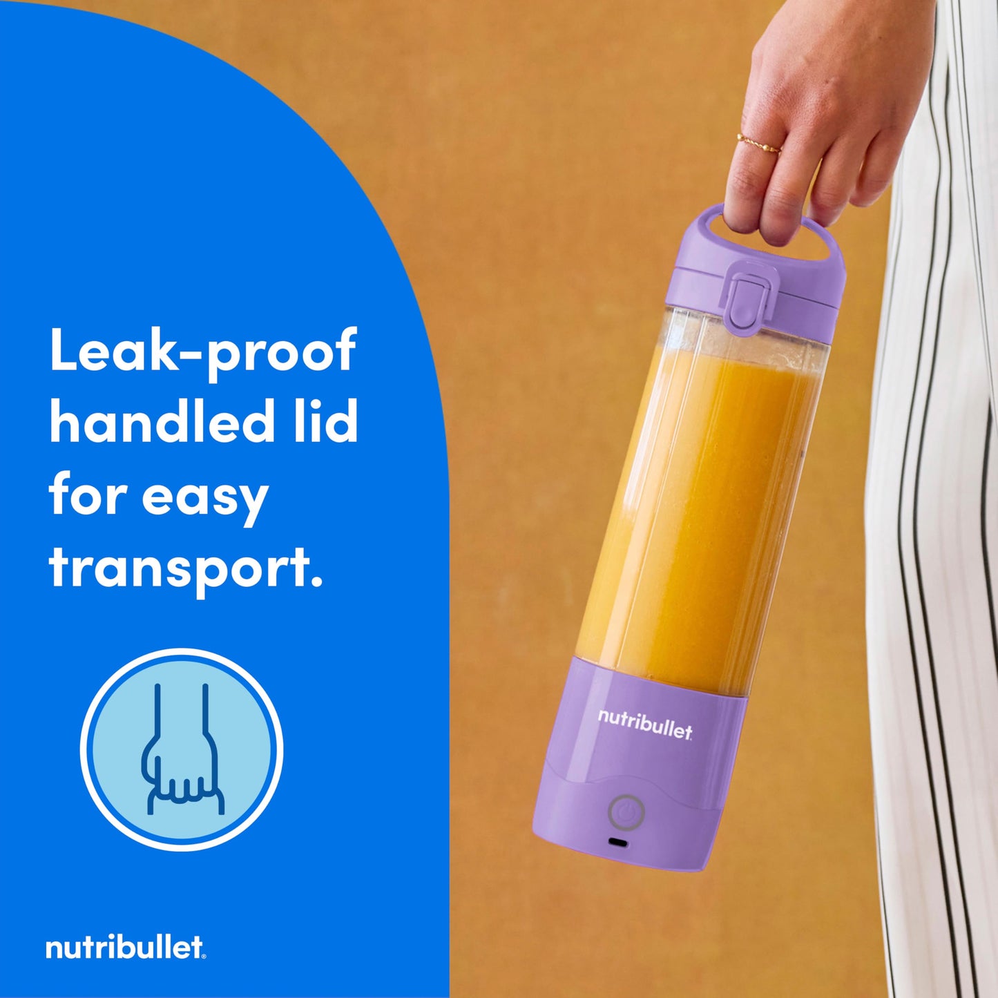 nutribullet Portable Blender, Cordless, 20oz Vessel, Personal Blender, USB-C Rechargeable, Light Purple, NBPB50100LP