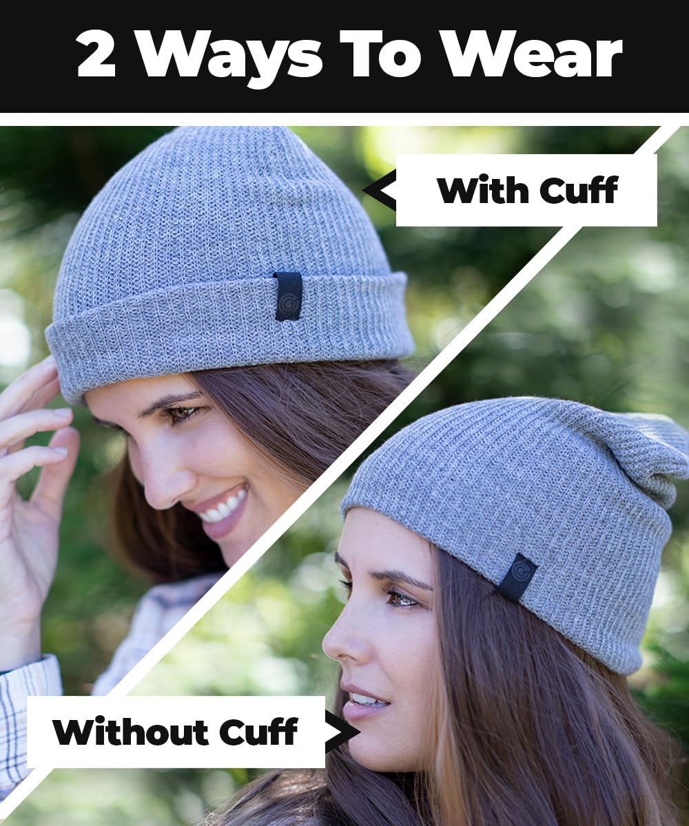 Revony Long Ribbed Beanie - Soft, Warm & Cozy - Perfect Winter Beanie for Men & Women Navy